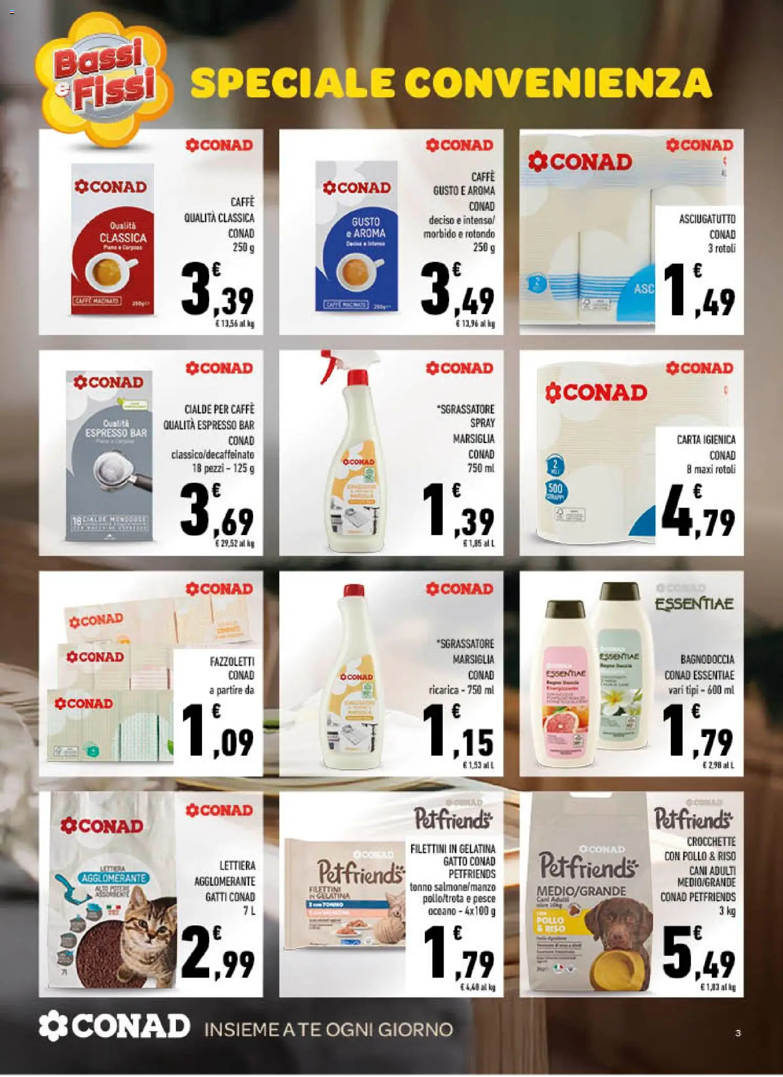 Volantino Spazio Conad del 04.03.2026 | Pagina: 3 | Prodotti: Pesce, Manzo, Sgrassatore, Crocchette