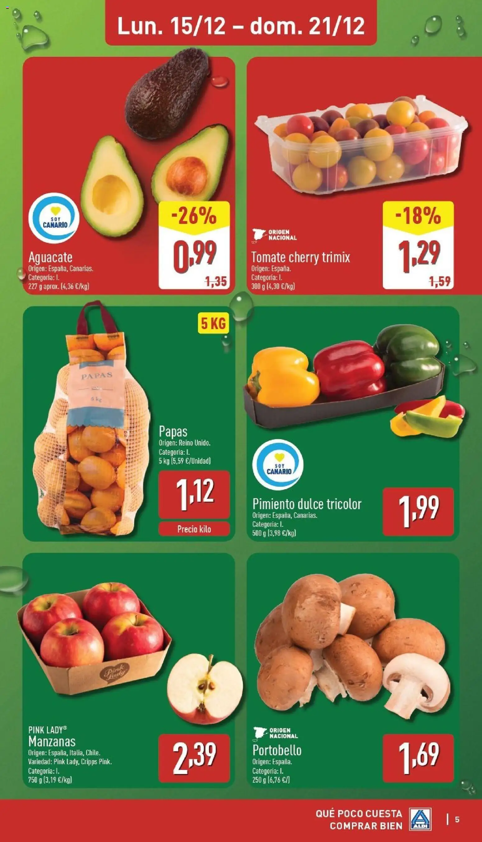 Aldi folleto Canarias │ válido desde el 15.12.2025 | Página: 5 | Productos: Manzanas, Κάδος απορρυμάτων