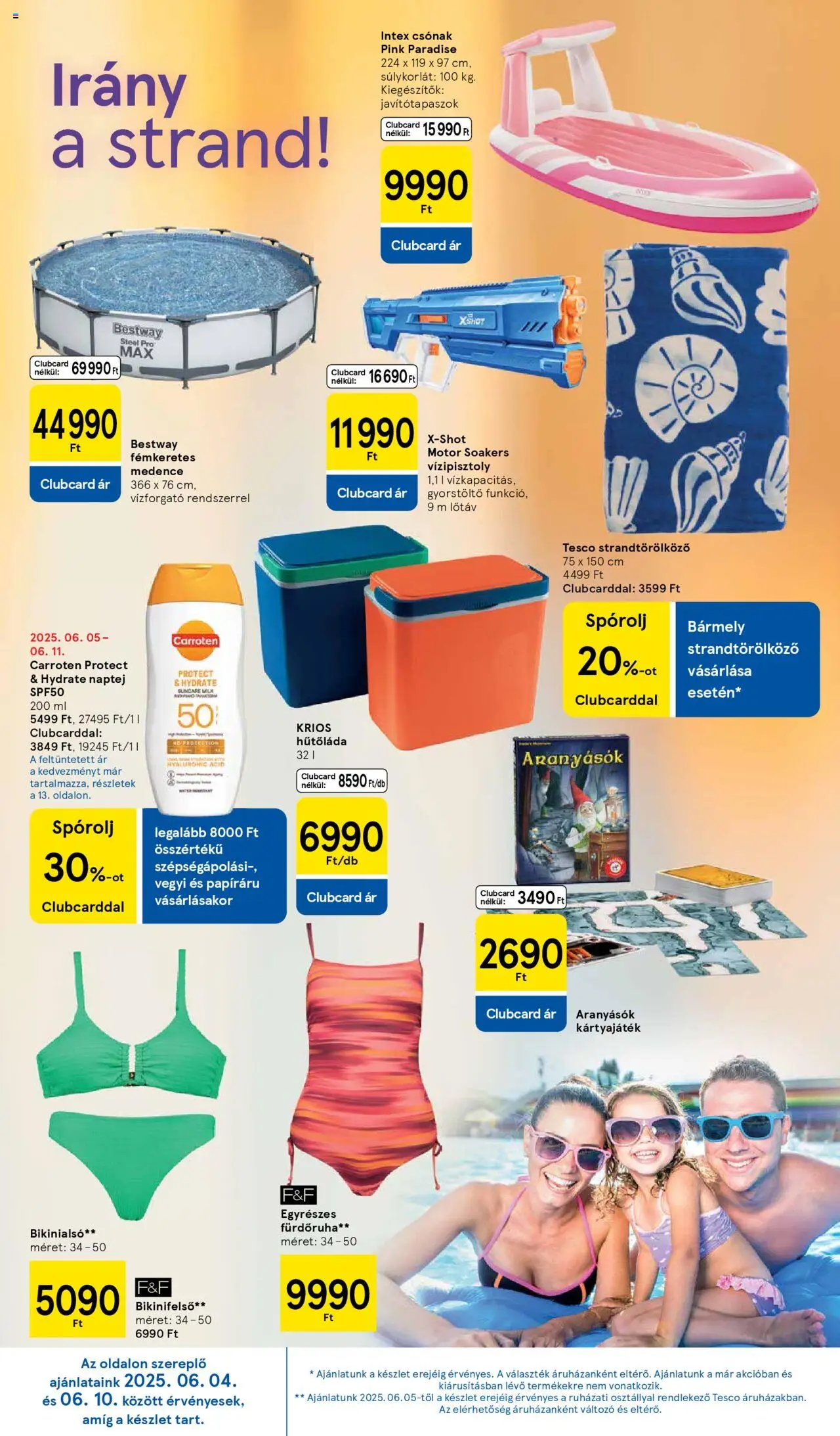 Tesco akciós ujság - amely érvényes a következő dátumtól: 05.06.2025 | Oldal: 20 | Termékek: Gyorstöltő, Strandtörölköző, Naptej, Fürdőruha