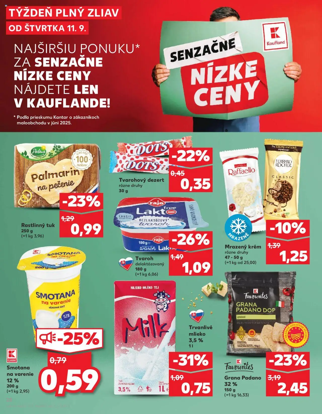 Nové Kaufland akcie – leták je platný od 11.09.2025 | Strana: 28 | Produkty: Smotana, Palmarin, Krém, Tvaroh