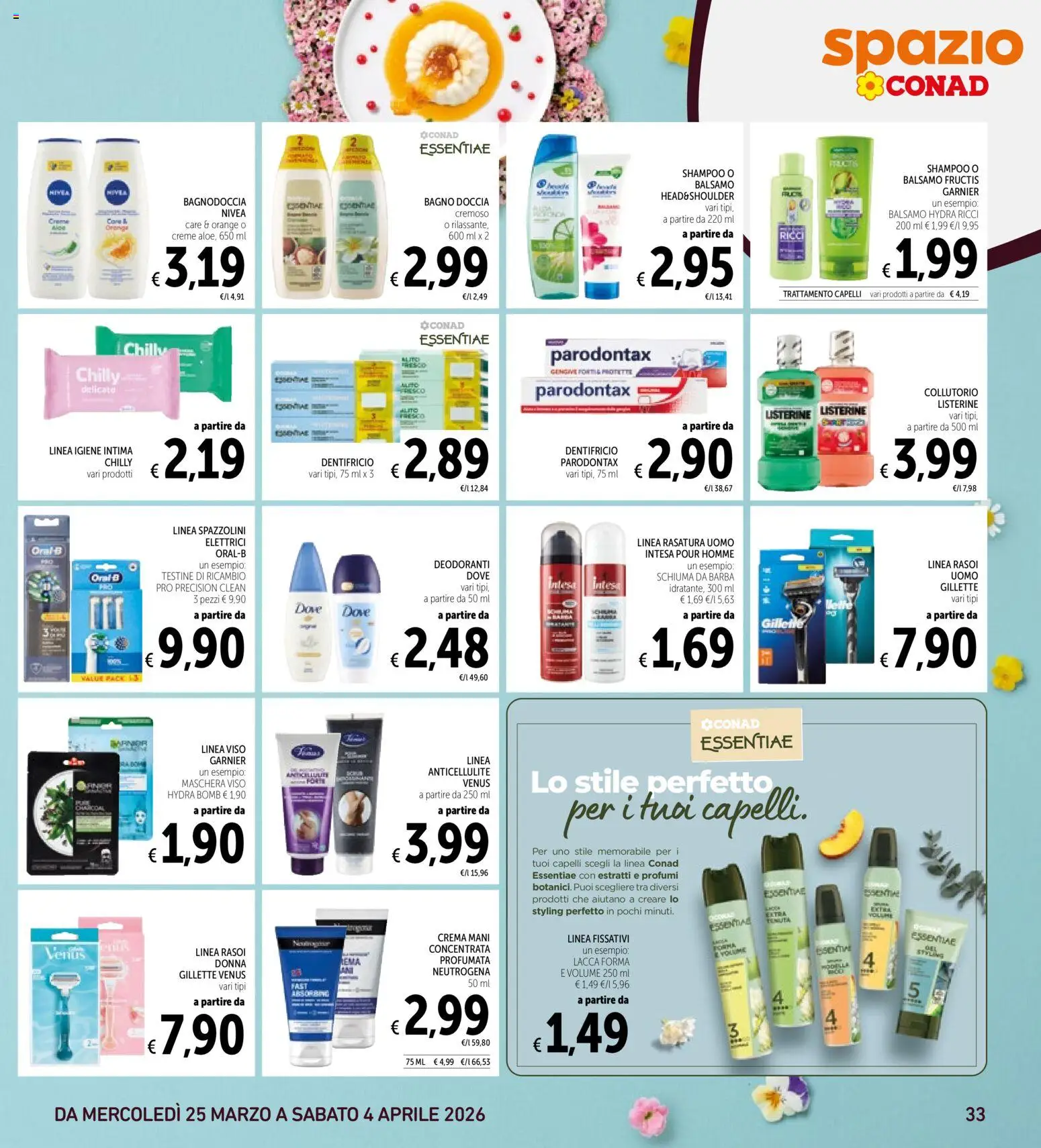 Volantino Spazio Conad del 25.03.2026 | Pagina: 33 | Prodotti: Balsamo, Lacca, Maschera viso, Bagno
