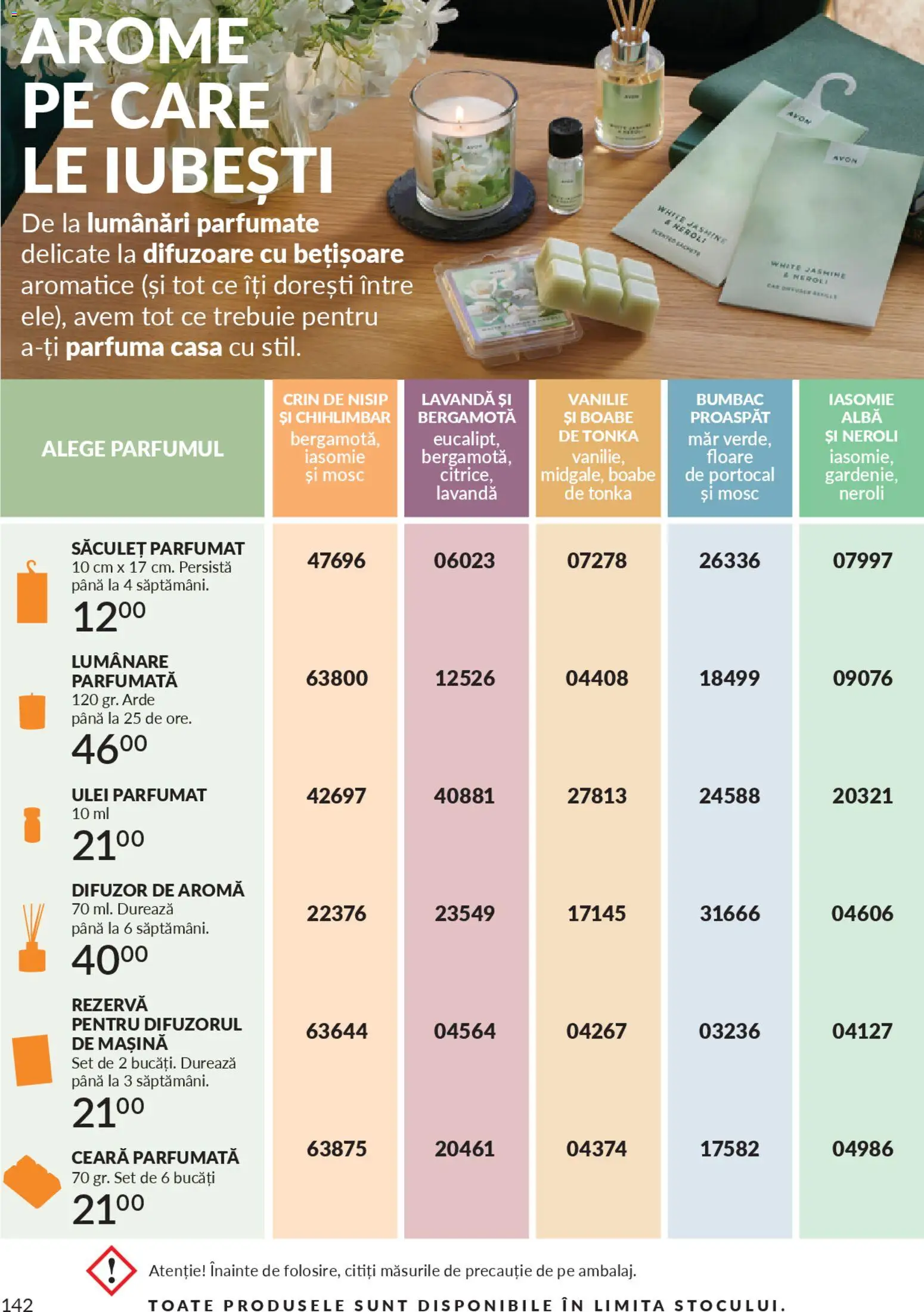 Noul catalog Avon – valabil de la 01.01.2026 | Pagină: 144 | Produse: Difuzor, Lumânare, Ulei parfumat, Ulei