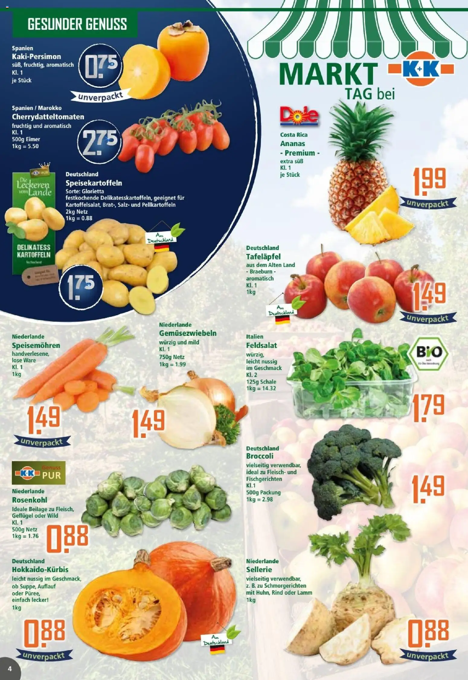 Klaas & Kock Prospekt – gültig ab 27.10.2025 | Seite: 4 | Produkte: Ananas, Kartoffeln, Salz, Fleisch