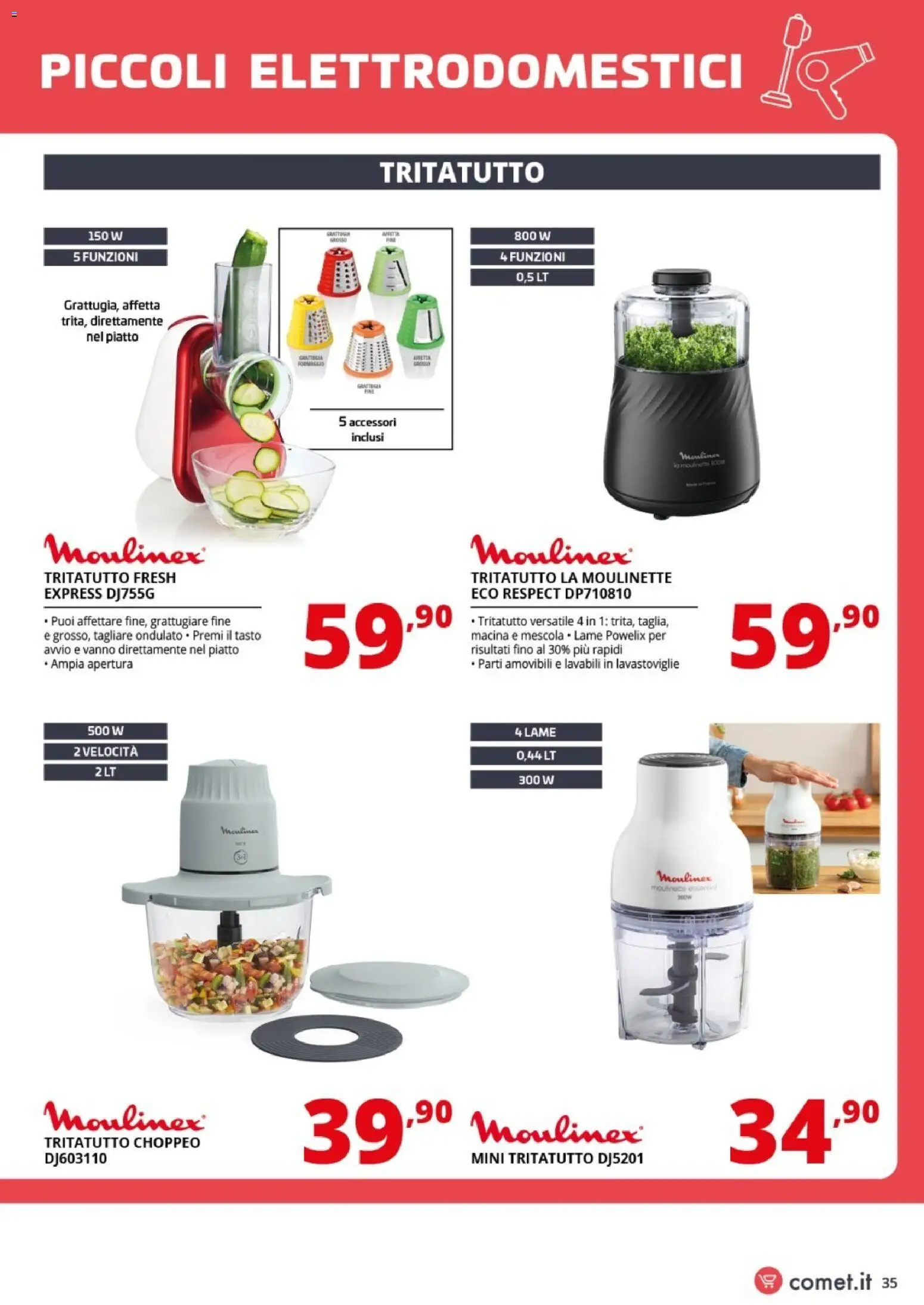Volantino Comet del 09.01.2026 | Pagina: 35 | Prodotti: Tritatutto, Lavastoviglie, Piatto, Macina