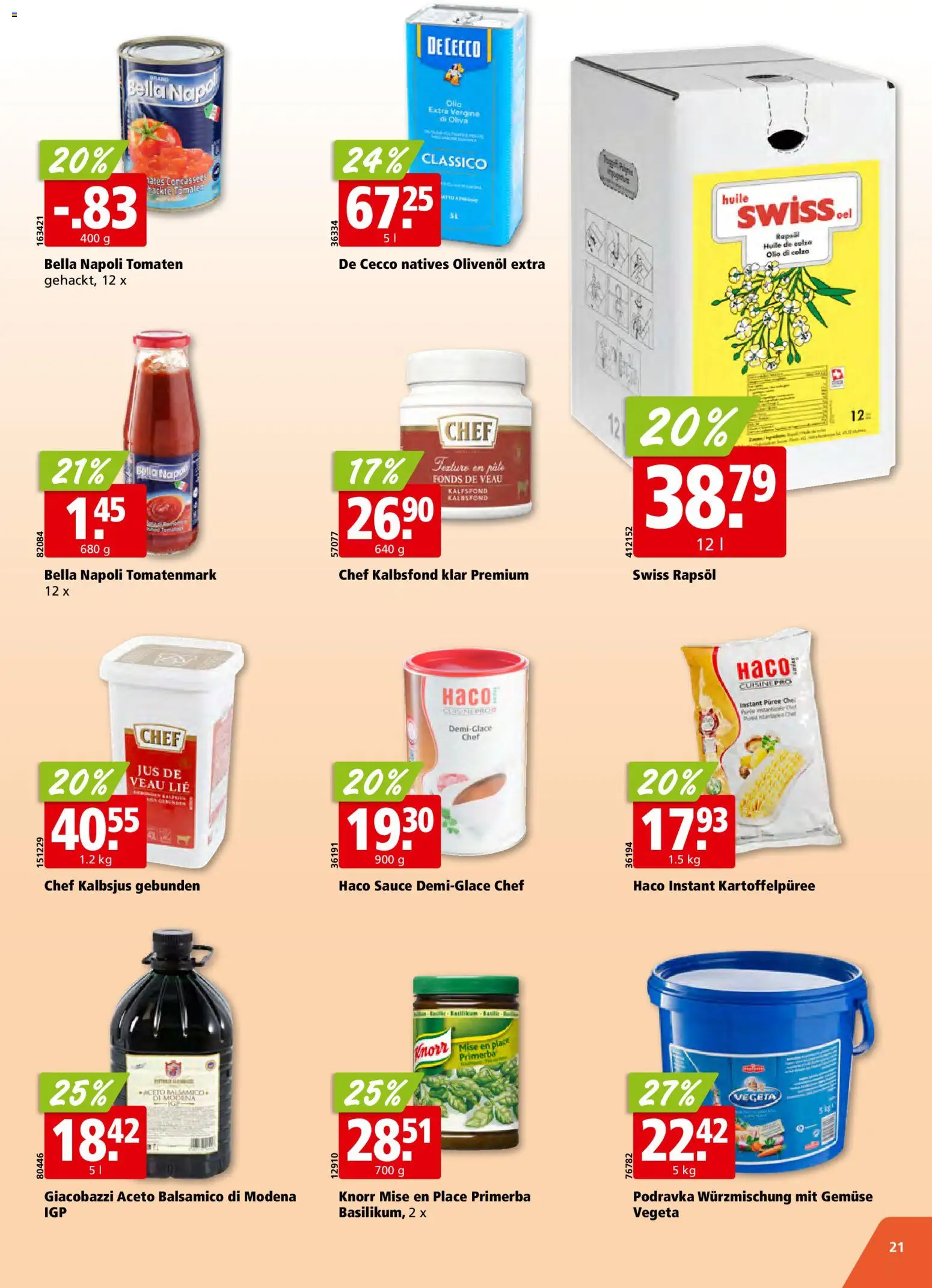 Aligro Aktionen – gültig ab 01.12.2025 | Seite: 21 | Produkte: Balsamico, Rapsöl, Tomaten, Gemüse