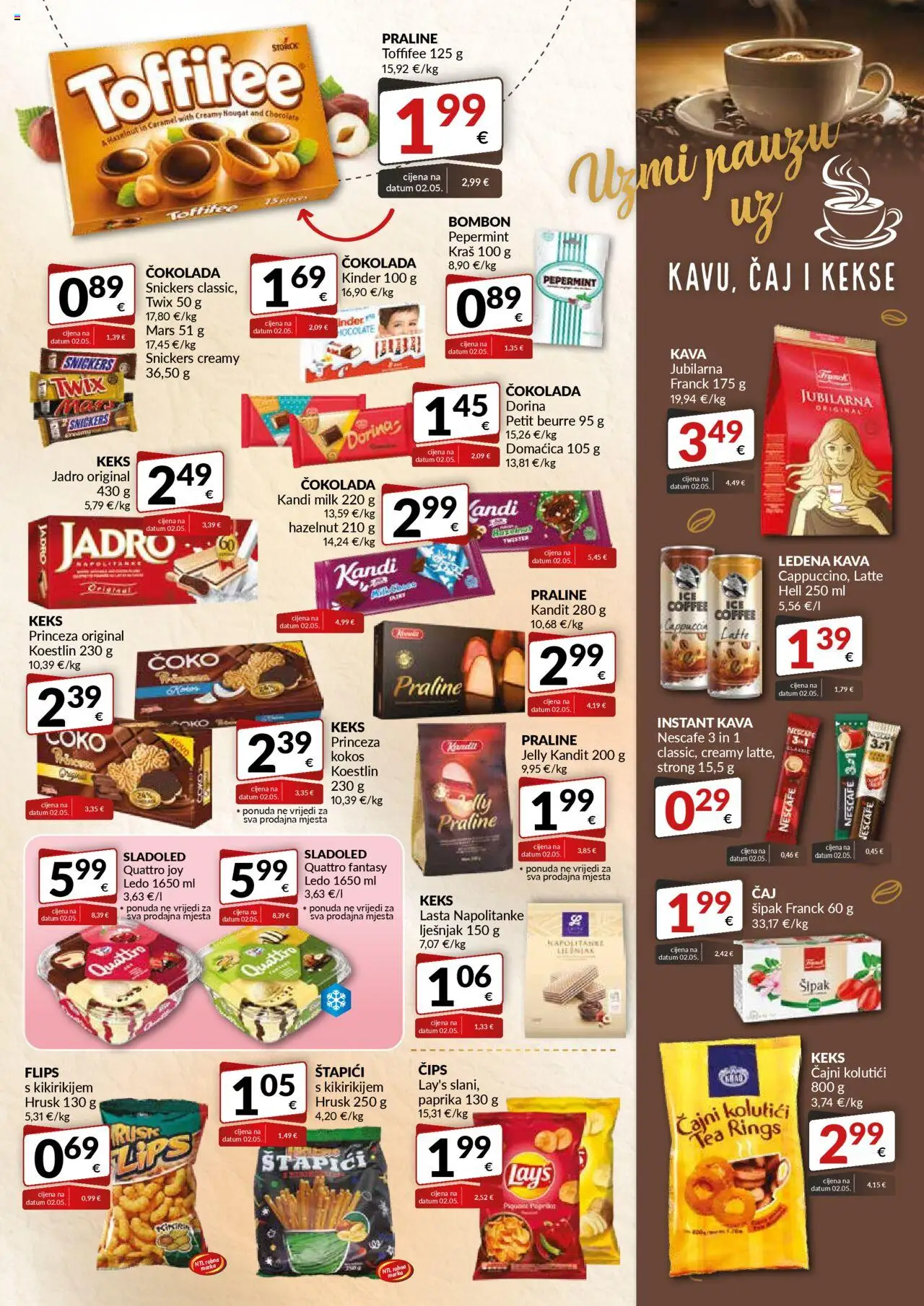 Bakmaz katalog | vrijedi od 23.10.2025 | Stranica: 5 | Proizvodi: Čajni kolutići, Praline, Čips, Ledena kava