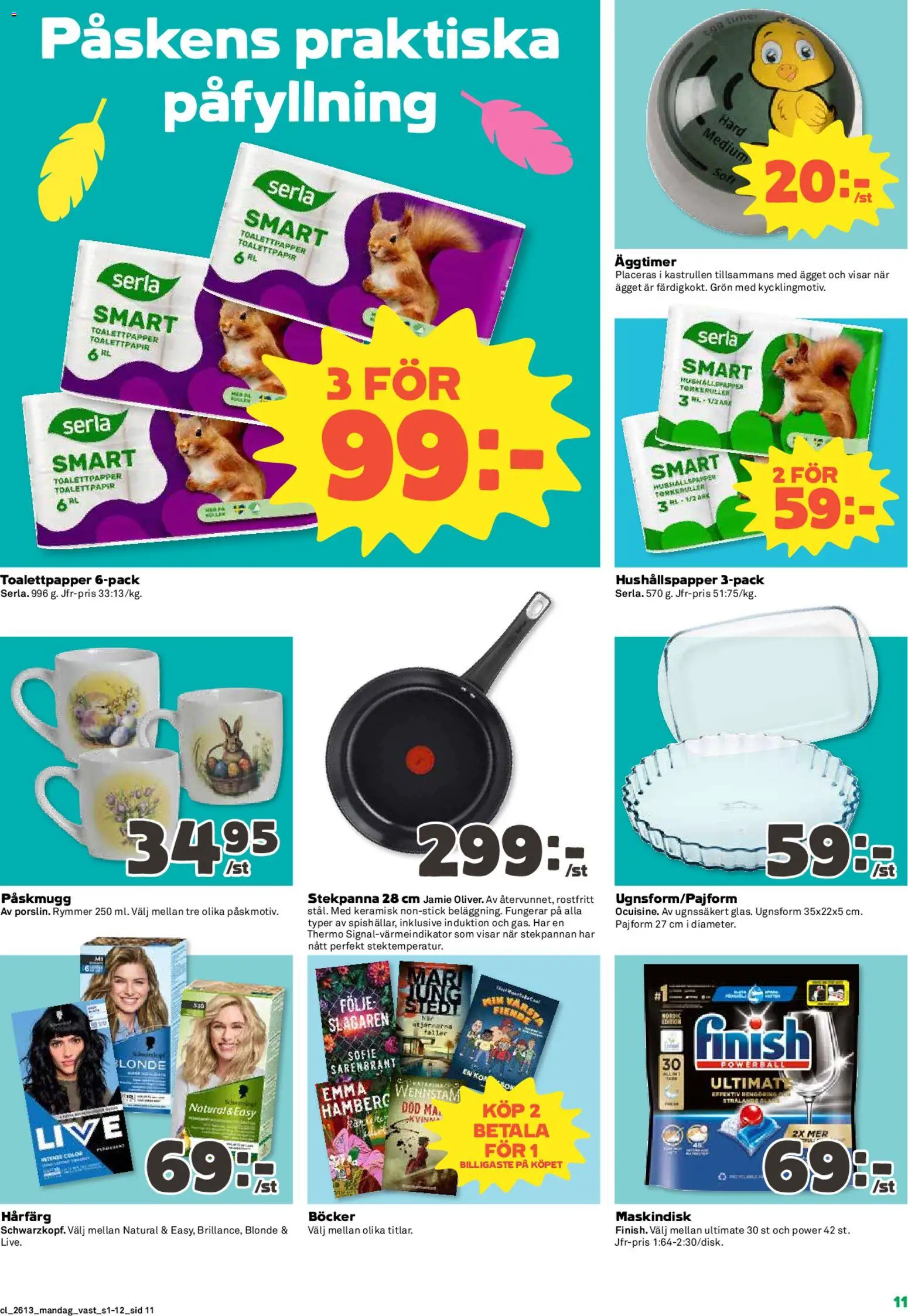 Coop reklamblad aktuell från 23.03.2026 | Sida: 11 | Produkter: Hårfärg, Toalettpapper, Hushållspapper, Stekpanna