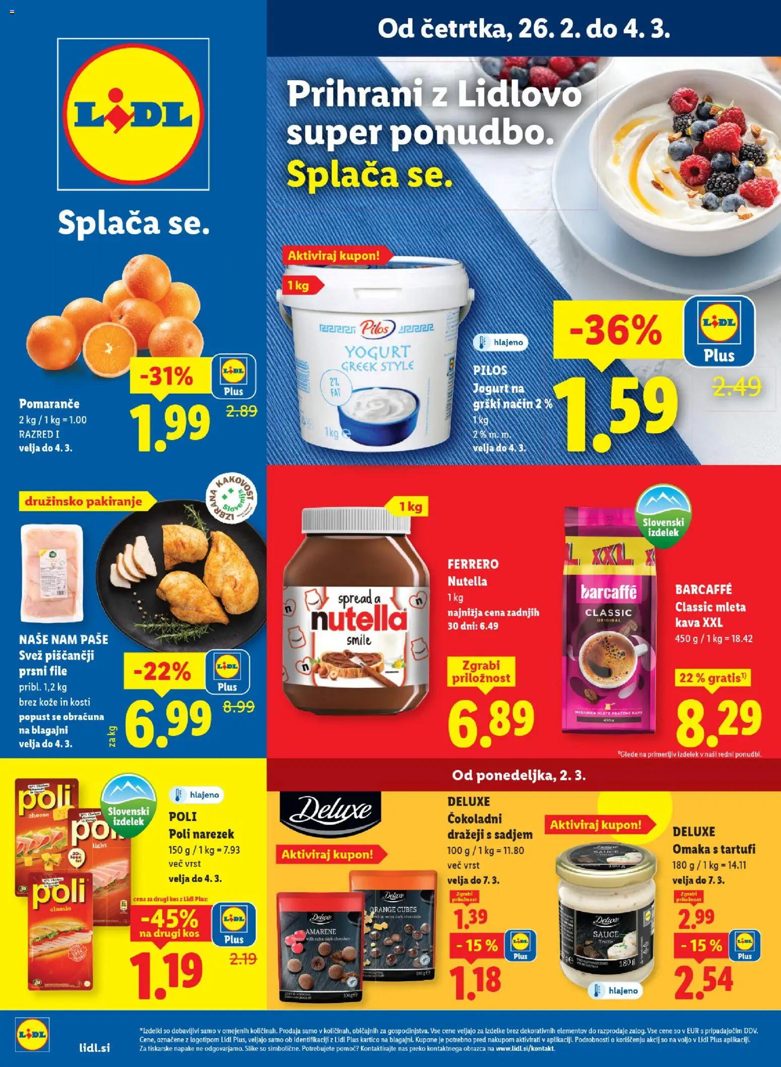 Novi Lidl katalog ponudbe – veljaven od 26.02.2026 | Stran: 1 | Izdelki: Narezek, Kos, Kava, Pomarance