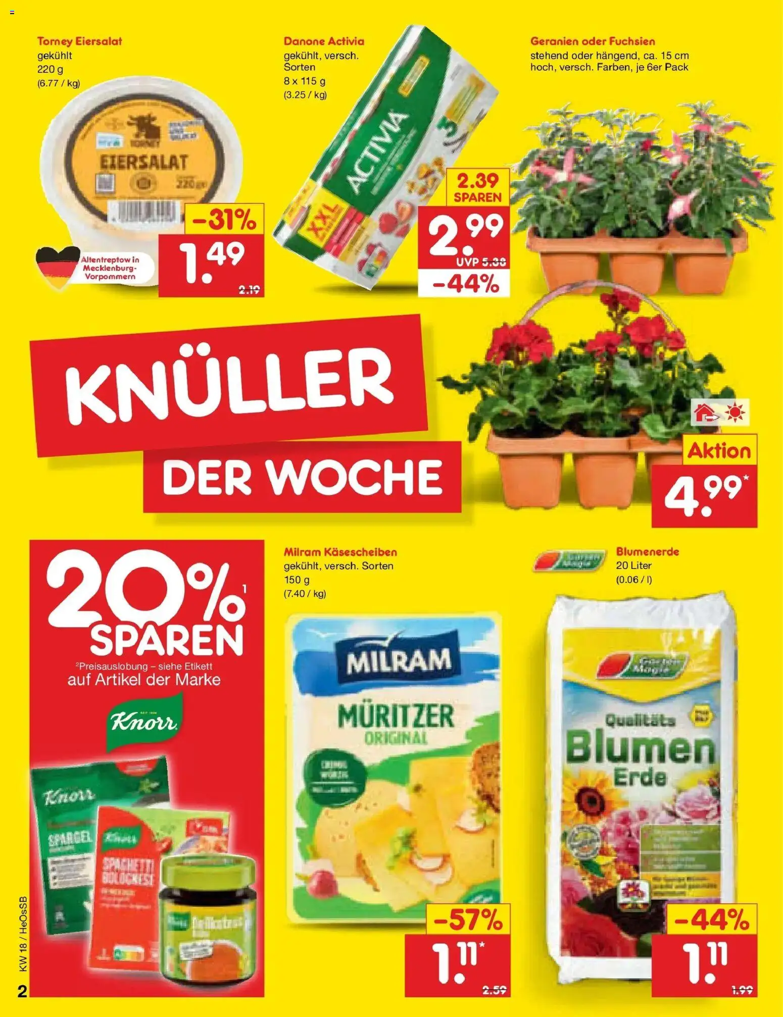 Netto Marken-Discount Prospekt Kröpelin	 – gültig ab 27.04.2026 | Seite: 2 | Produkte: Activia, Danone activia, Blumenerde, Milram