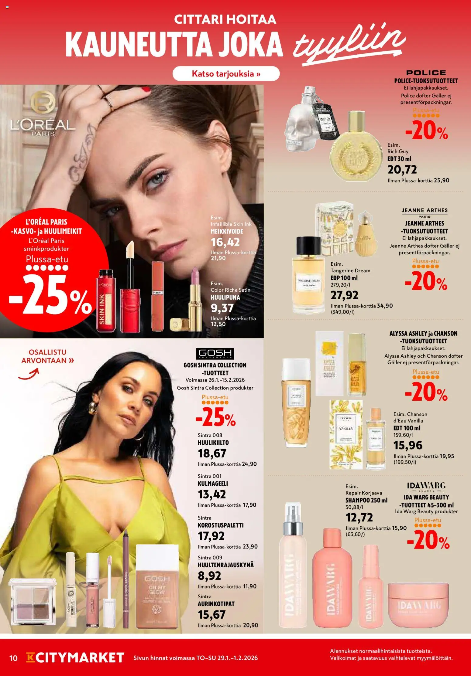 K-Citymarket tarjoukset – voimassa 29.11.2026 alkaen | Sivu: 10 | Tuotteet: Huulipuna, Huulikiilto, Shampoo