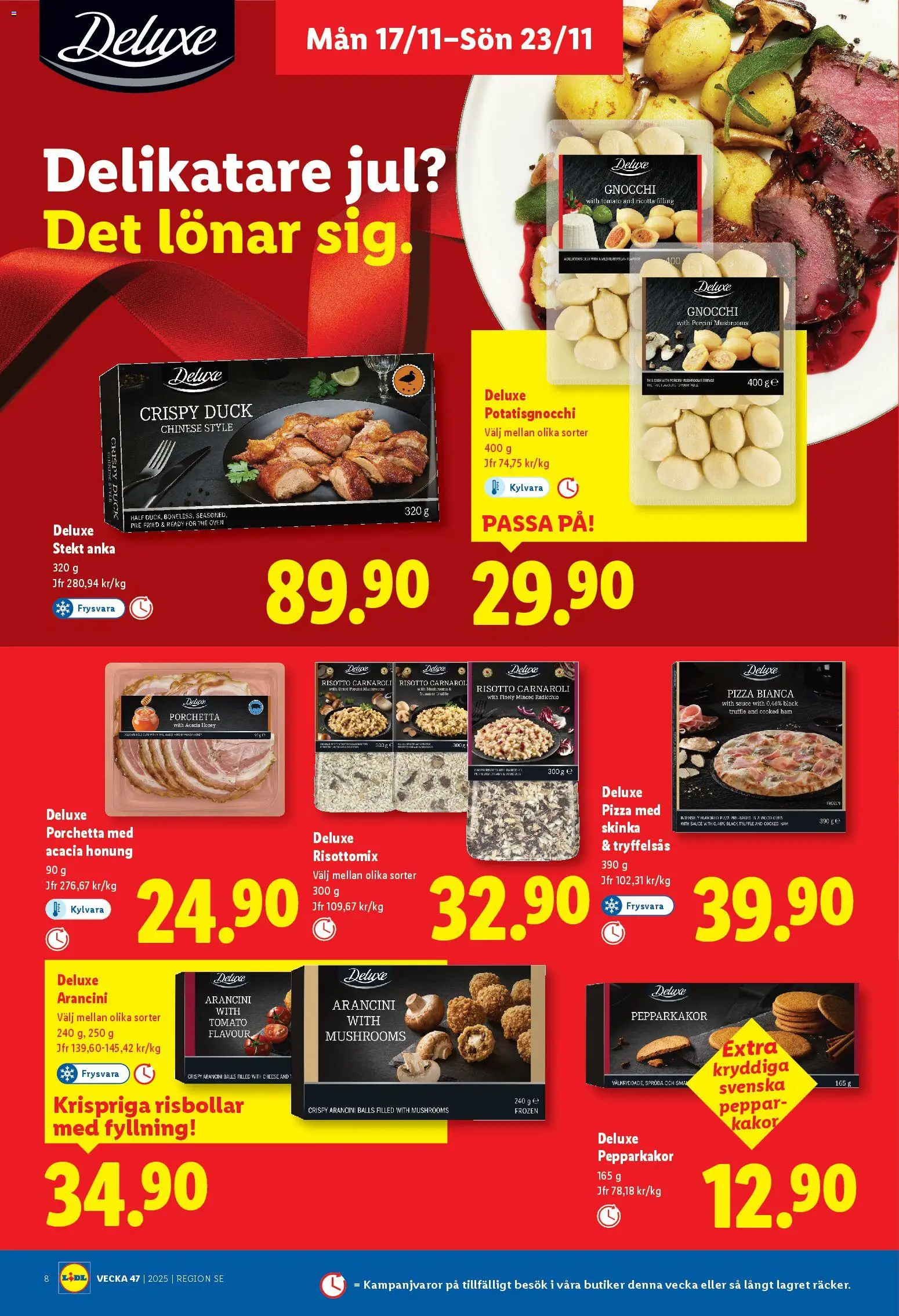 Lidl reklamblad aktuell från 17.11.2025 | Sida: 8 | Produkter: Peppar, Skinka, Pizza