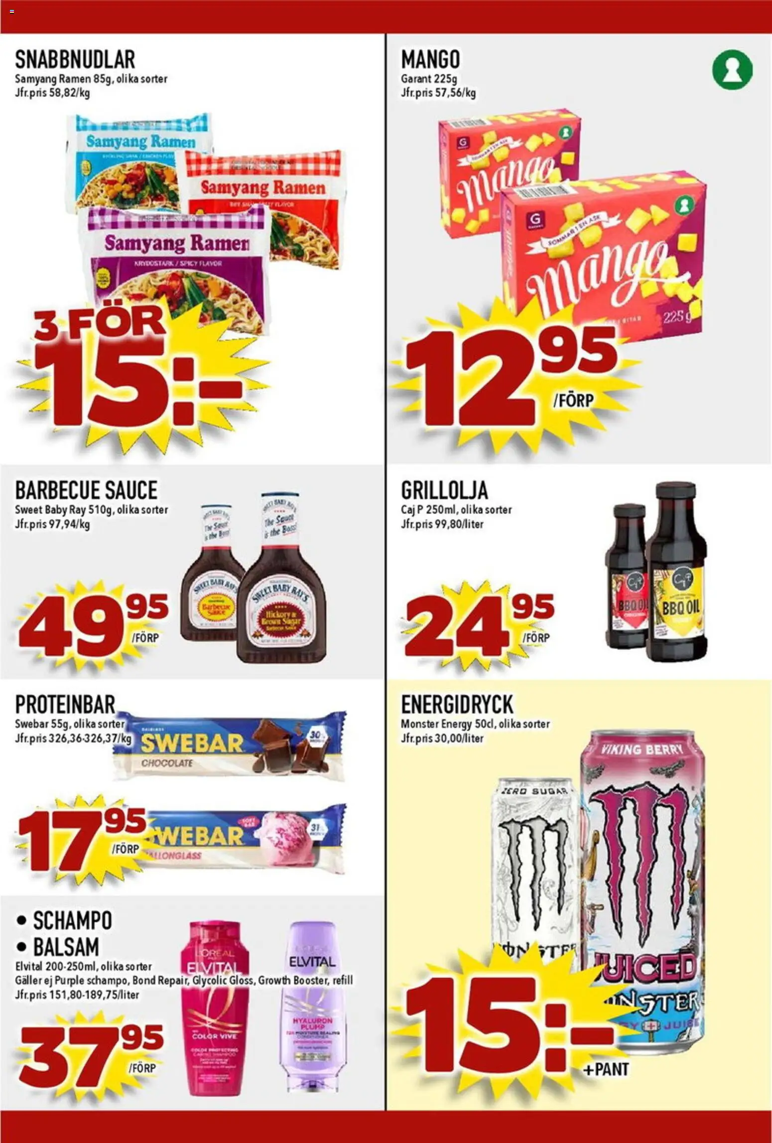 Matdax reklamblad aktuell från 27.04.2026 | Sida: 21 | Produkter: Schampo, Galler, Proteinbar, Mango