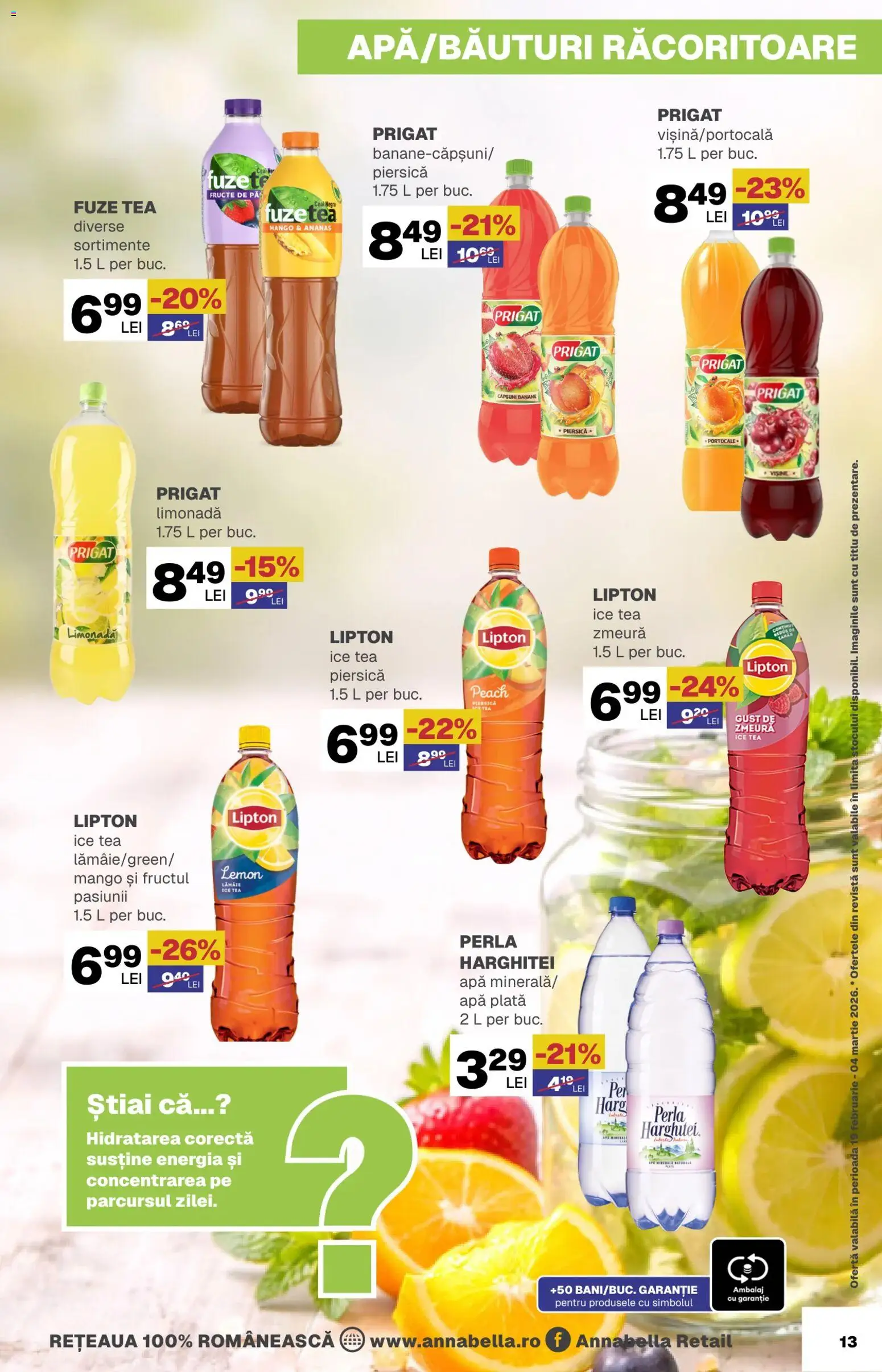 Noul catalog Annabella – valabil de la 19.02.2026 | Pagină: 13 | Produse: Piersică, Banane, Ice tea, Fructe