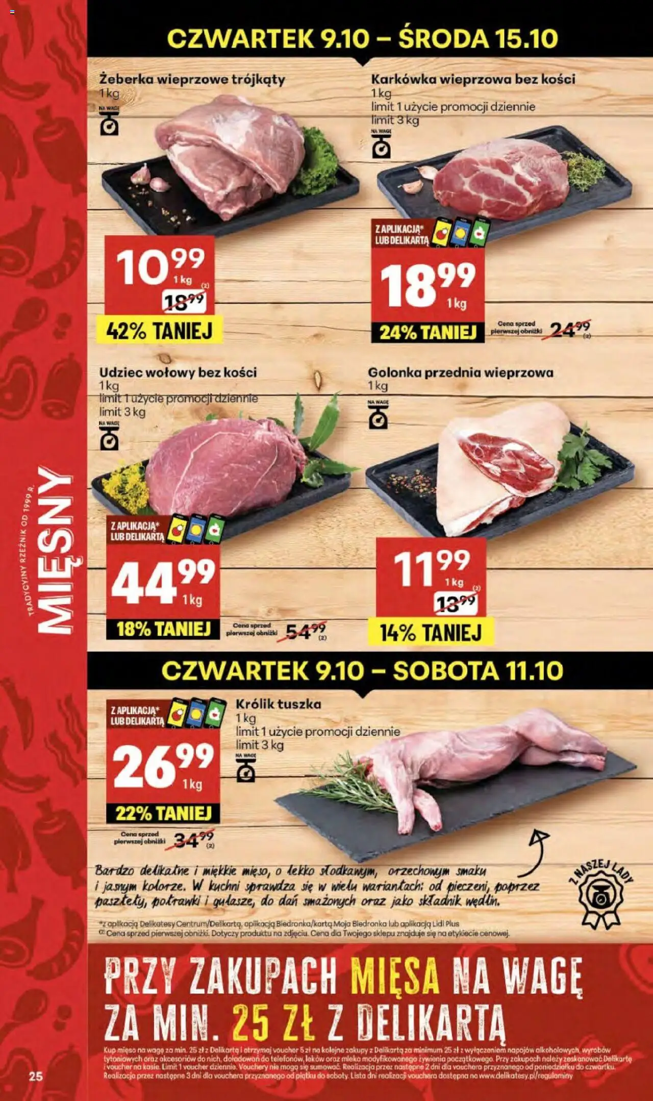 Delikatesy Centrum Gazetka - Sklepy Własne od 09.10.2025 | Strona: 25 | Produkty: Karkówka, Karkówka wieprzowa, Mięso, Mleka