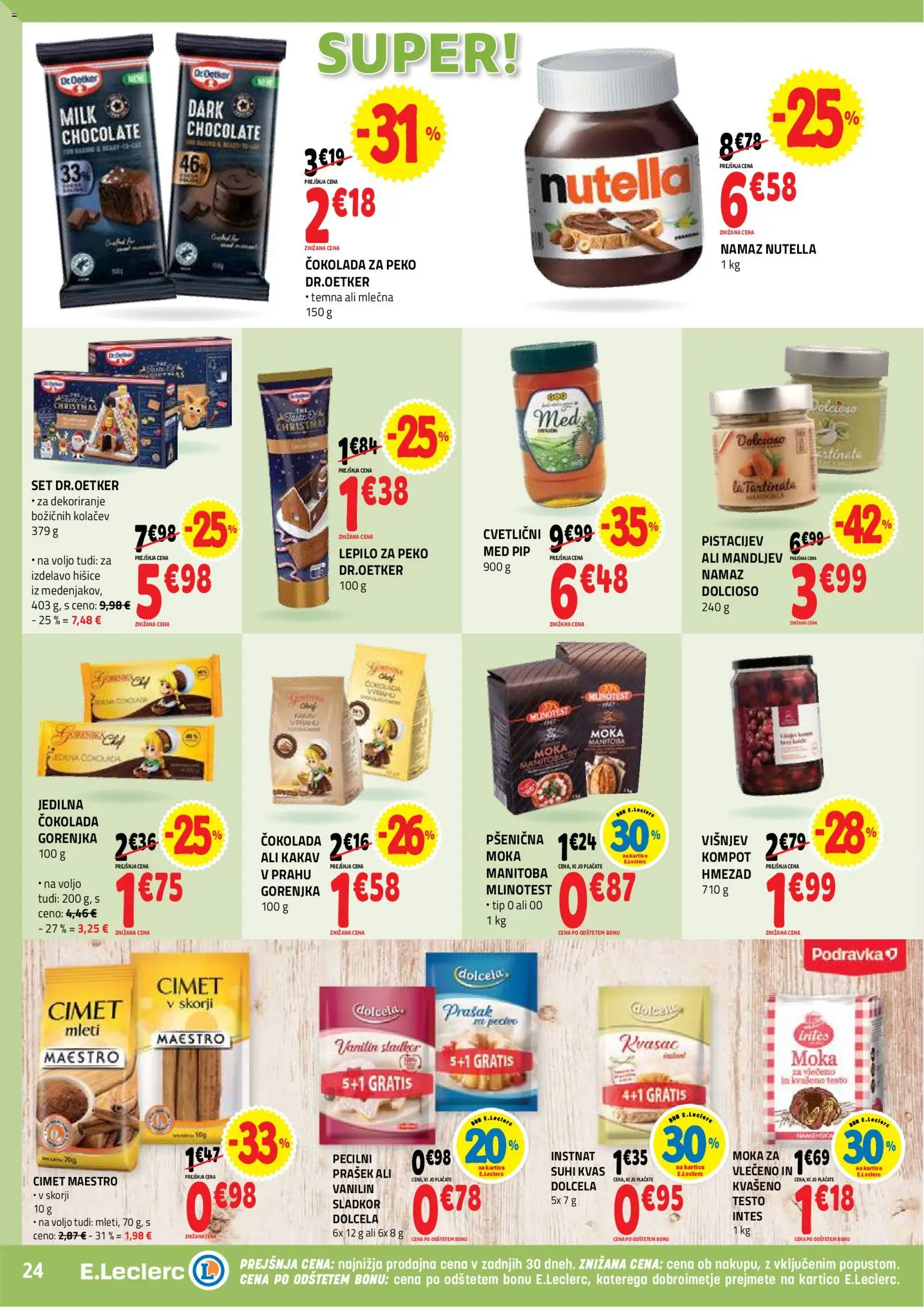 Novi E.leclerc katalog ponudbe – veljaven od 26.11.2025 | Stran: 24 | Izdelki: Prašek, Kakav, Cokolada, Sladkor
