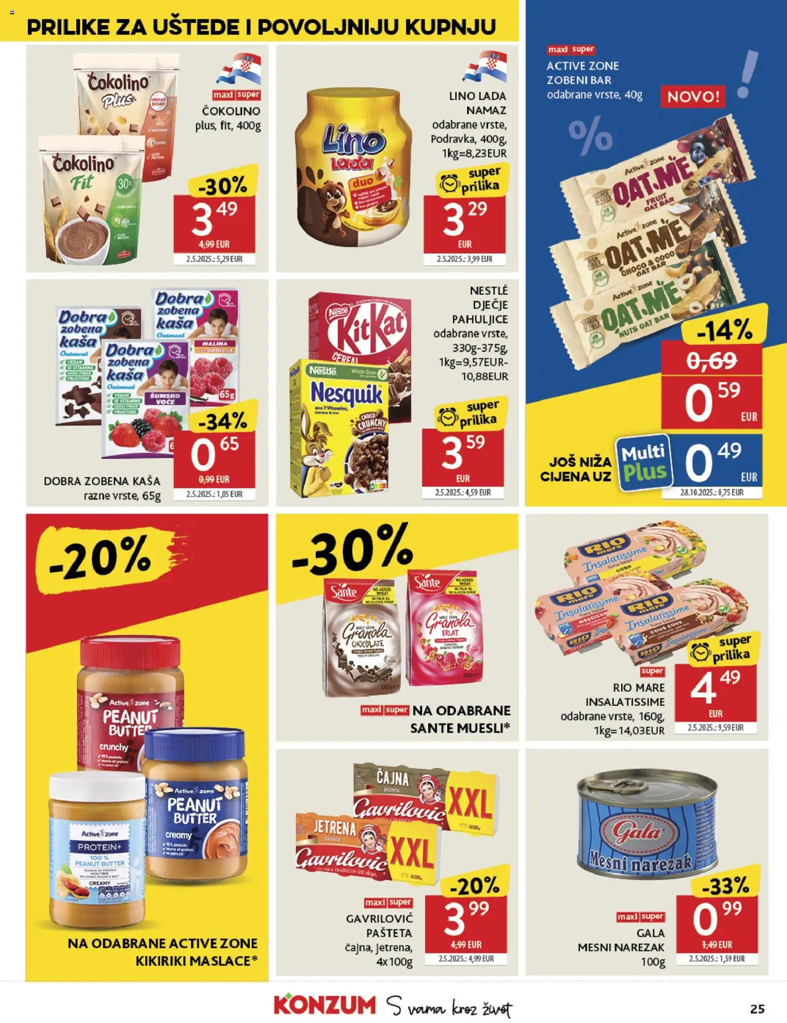 Konzum HR akciós ujság - amely érvényes a következő dátumtól: 07.01.2026 | Oldal: 25 | Termékek: Protein, Granola, Nesquik, Vegán
