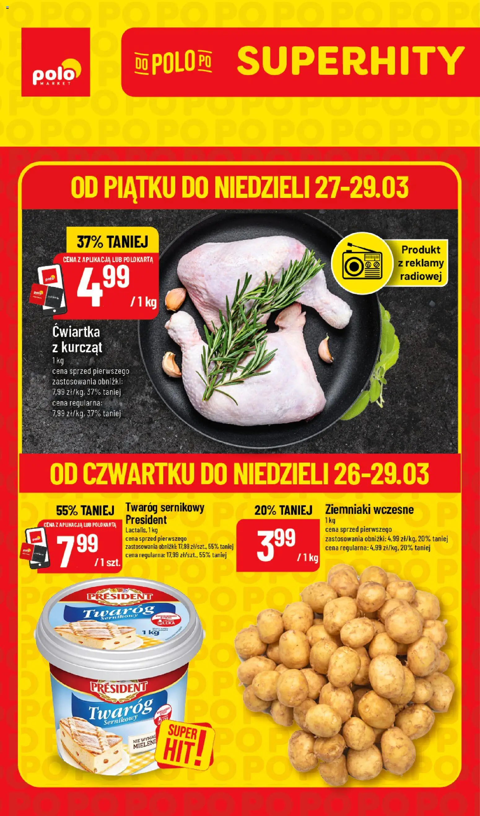 POLOmarket gazetka - Super Hity od 26.03.2026 | Strona: 1 | Produkty: Karta, Twaróg, Ziemniaki
