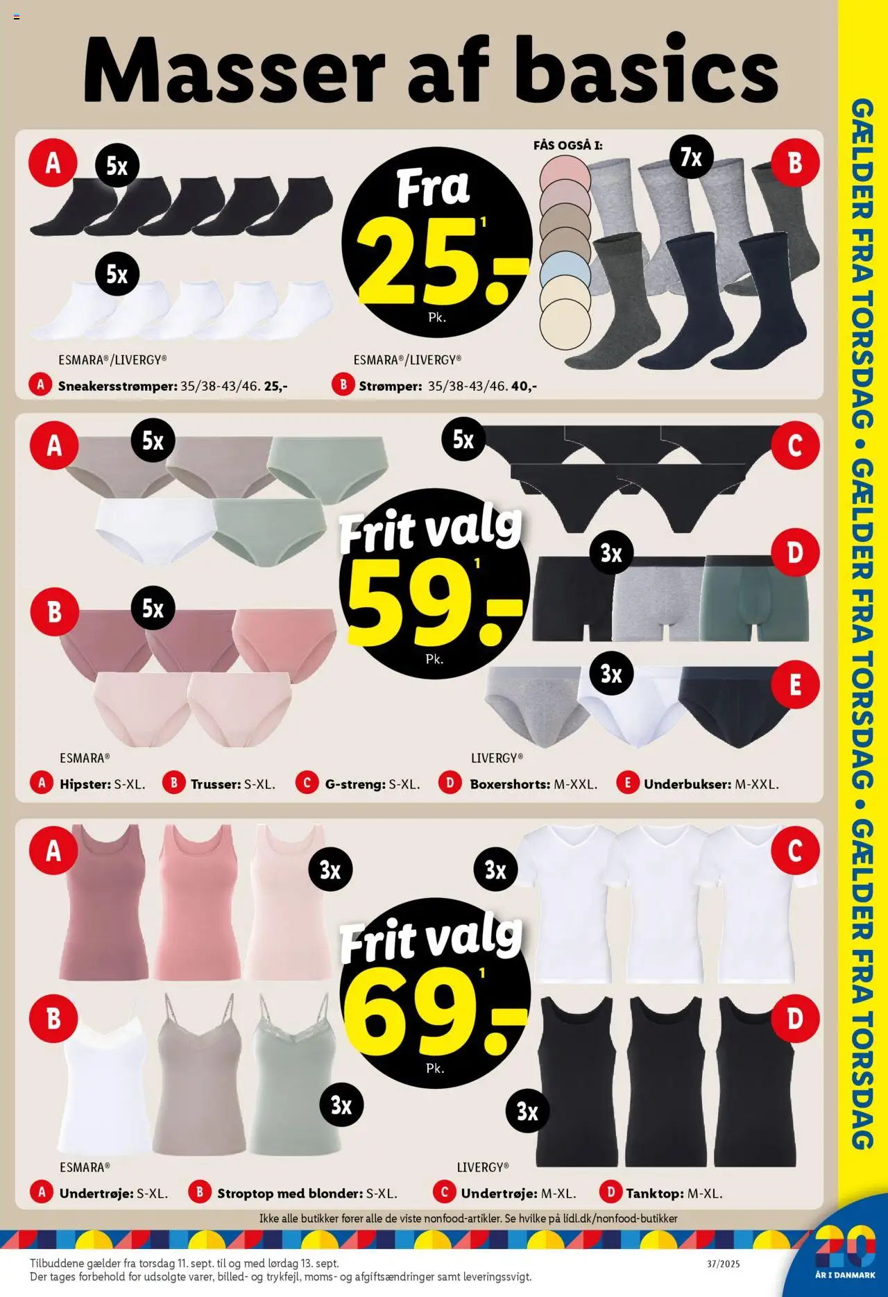 Lidl tilbudsavis – gyldig fra 11.09.2025 | Side: 7 | Produkter: Tanktop, Trusser, Underbukser, Strømper