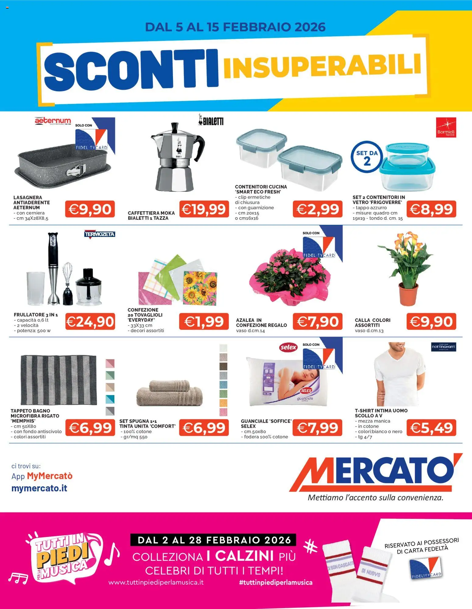 Volantino Mercatò del 05.02.2026 | Pagina: 1 | Prodotti: Frullatore, Calzini, Tappeto, Guanciale