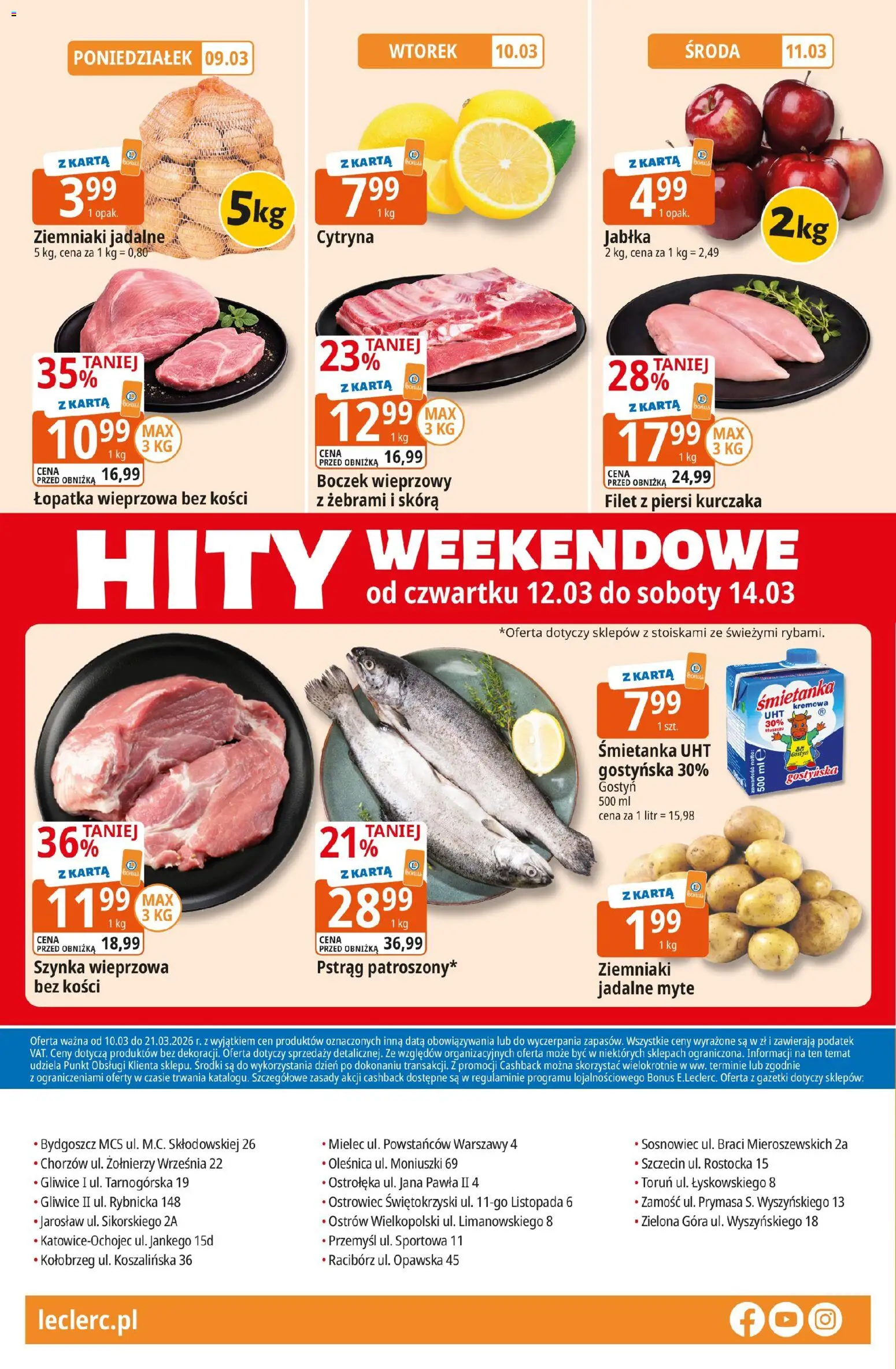 E.Leclerc gazetka - Zamość od 10.03.2026 | Strona: 32 | Produkty: Cytryna, Szynka wieprzowa, Łopatka wieprzowa, Filet z piersi kurczaka