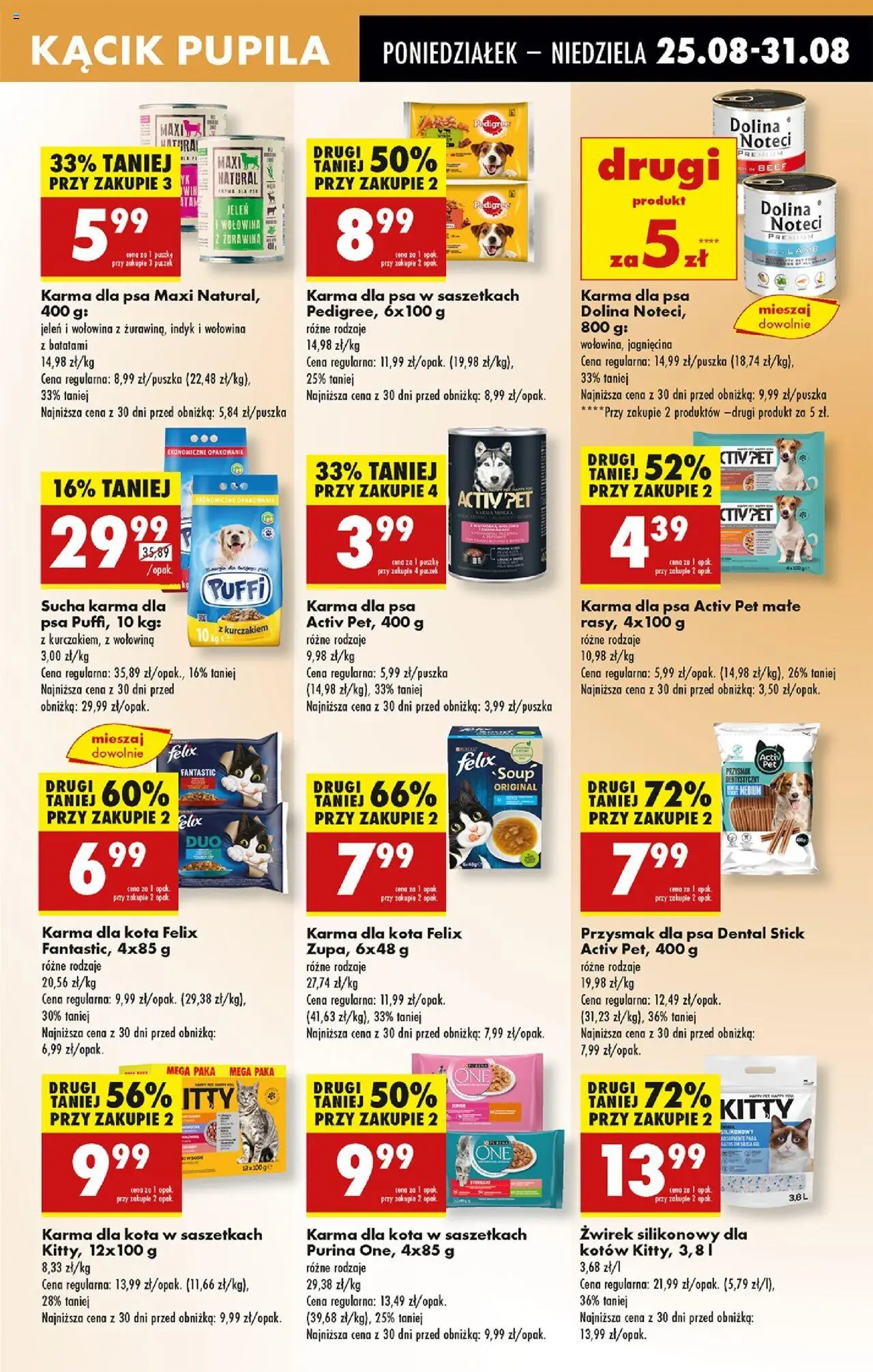 Biedronka gazetka od 25.08.2025 | Strona: 81 | Produkty: Żurawina, Karma dla kota, Jeleń, Activ pet karma