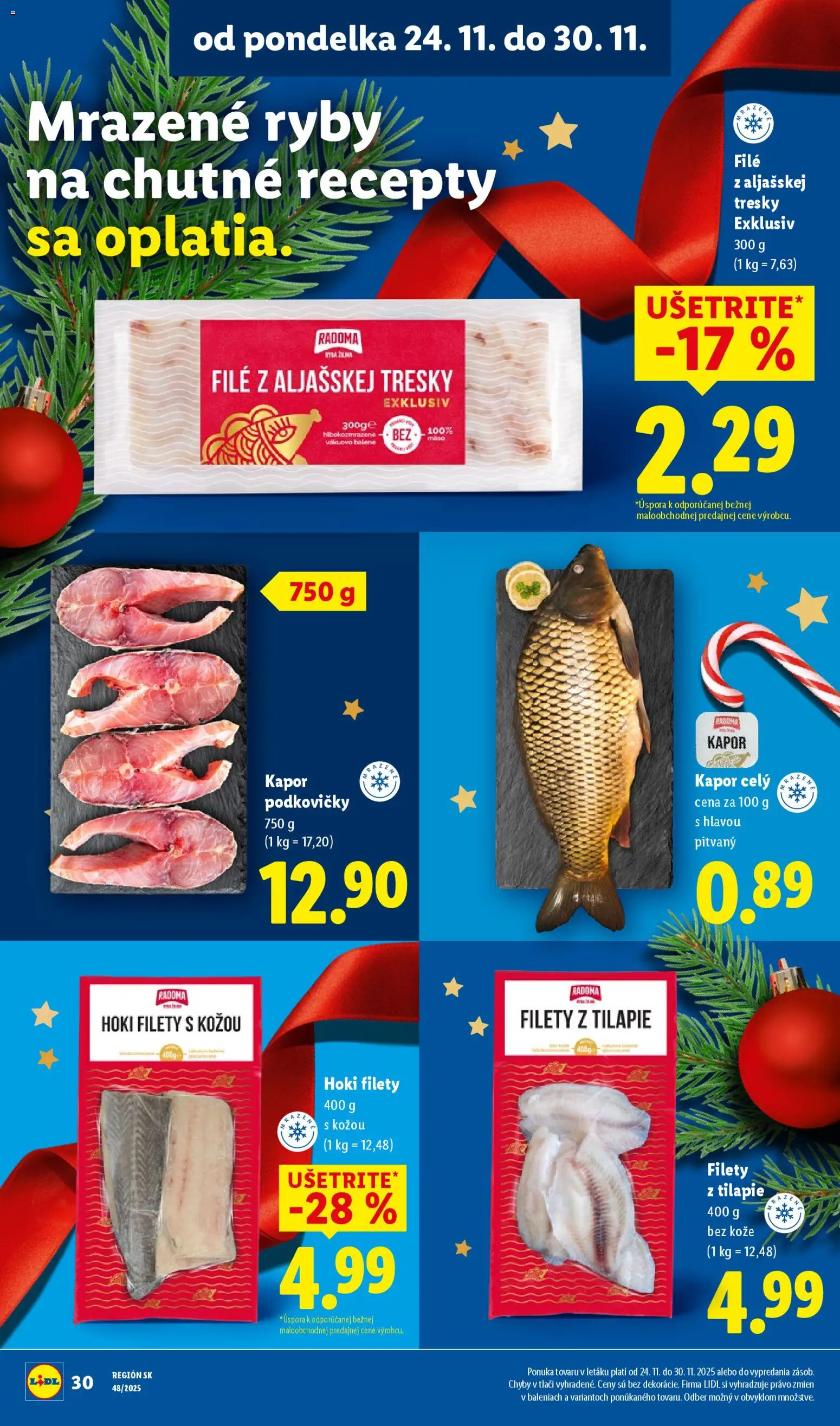Nové Lidl akcie – leták je platný od 27.11.2025 | Strana: 72 | Produkty: Ryby