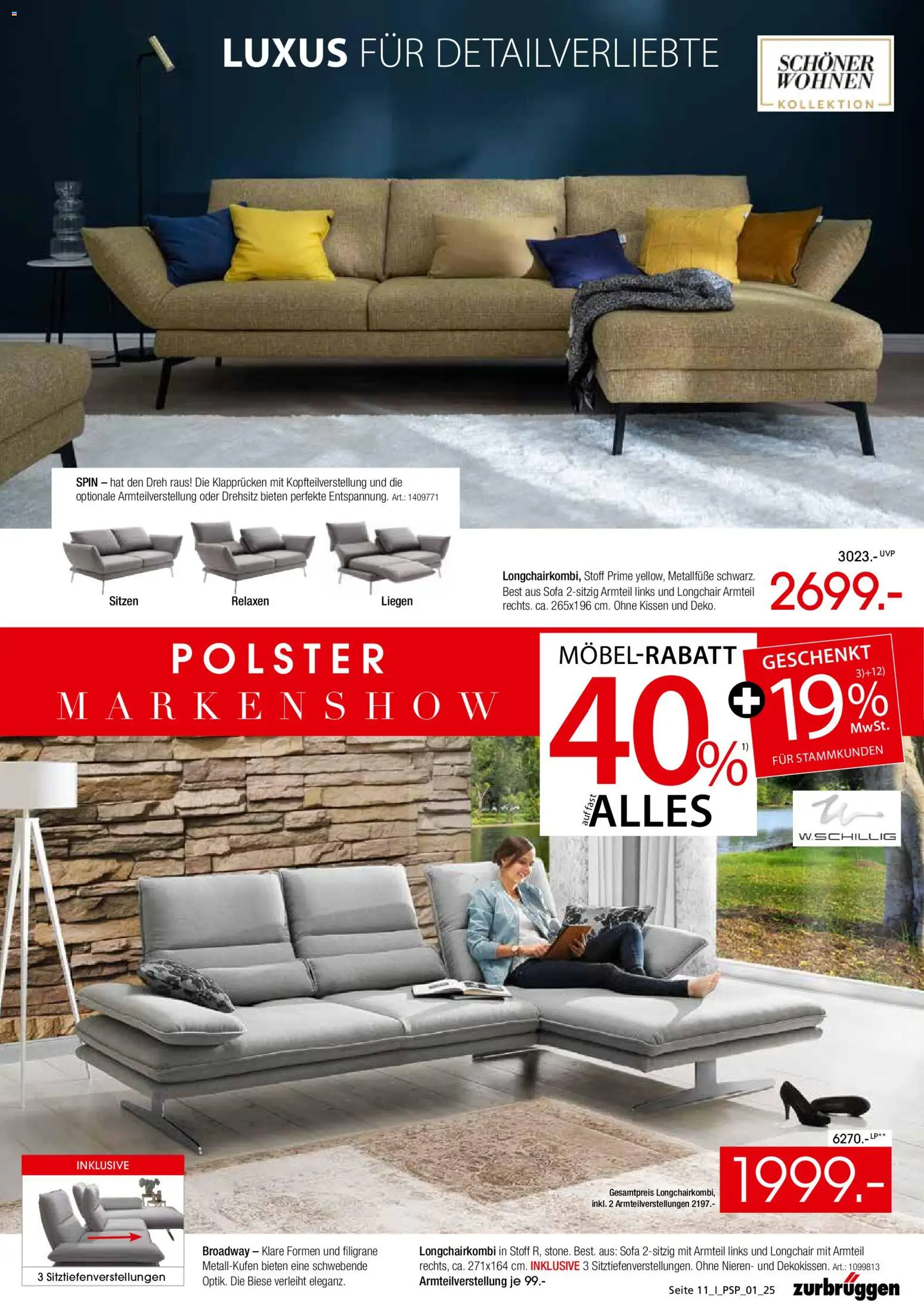 Zurbrüggen  Polstermöbel-Spezial – gültig ab 27.10.2025 | Seite: 11 | Produkte: Kissen, Sofa