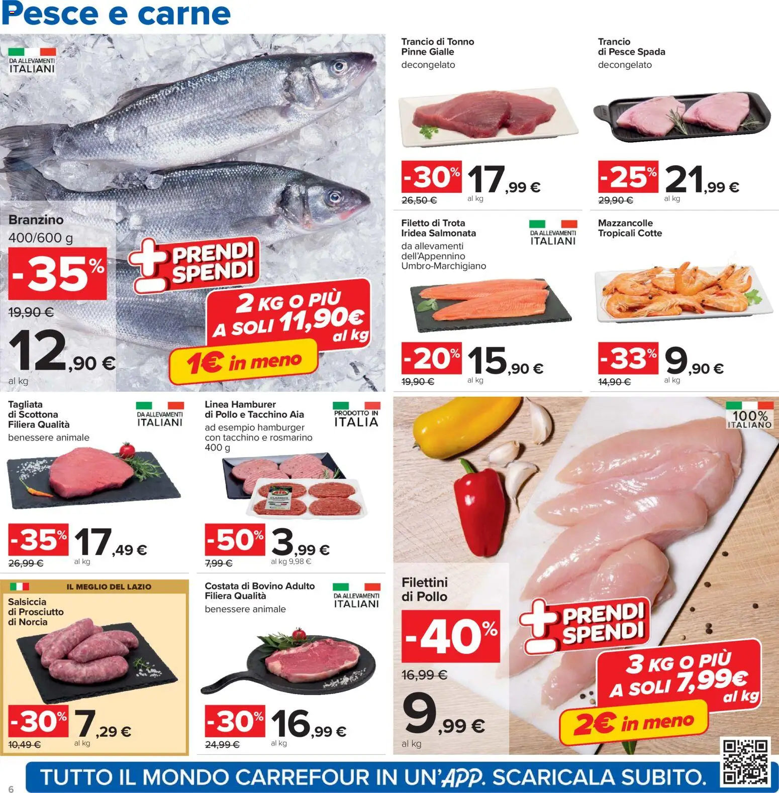 Volantino Carrefour del 13.03.2026 | Pagina: 6 | Prodotti: Bovino, Trota, Prosciutto, Tonno
