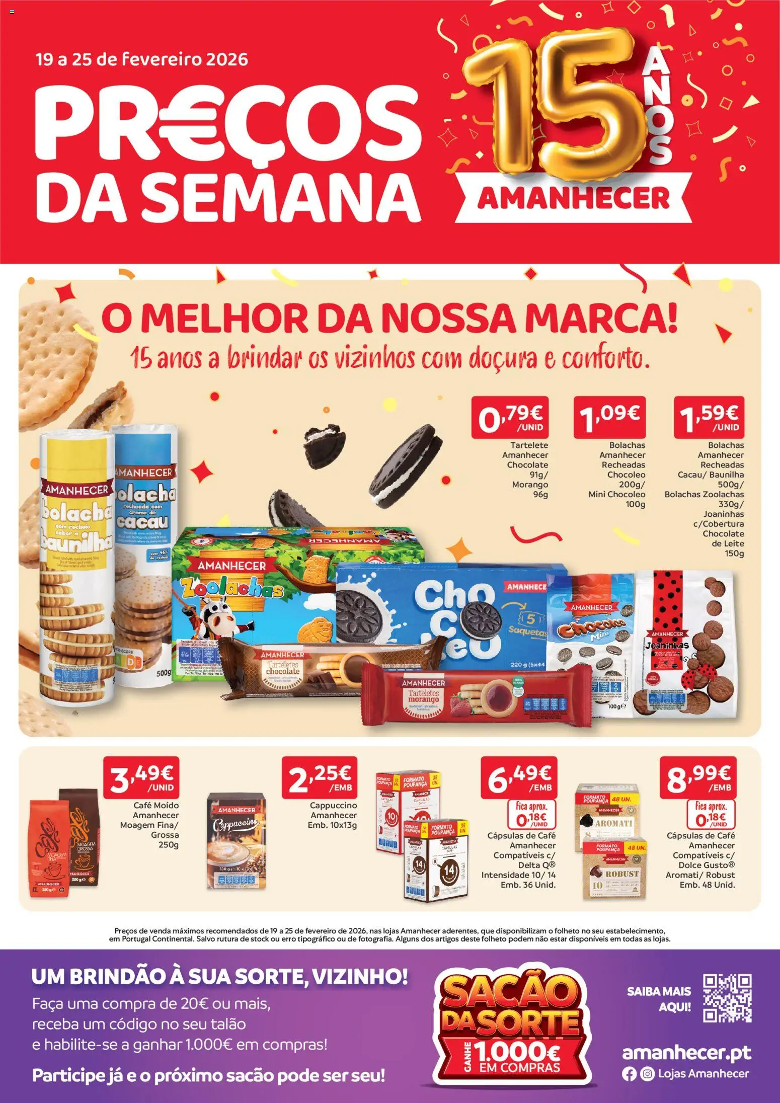 Amanhecer folheto │ válido de 19.02.2026 | Página: 1 | Produtos: Faca, Leite, Café, Creme