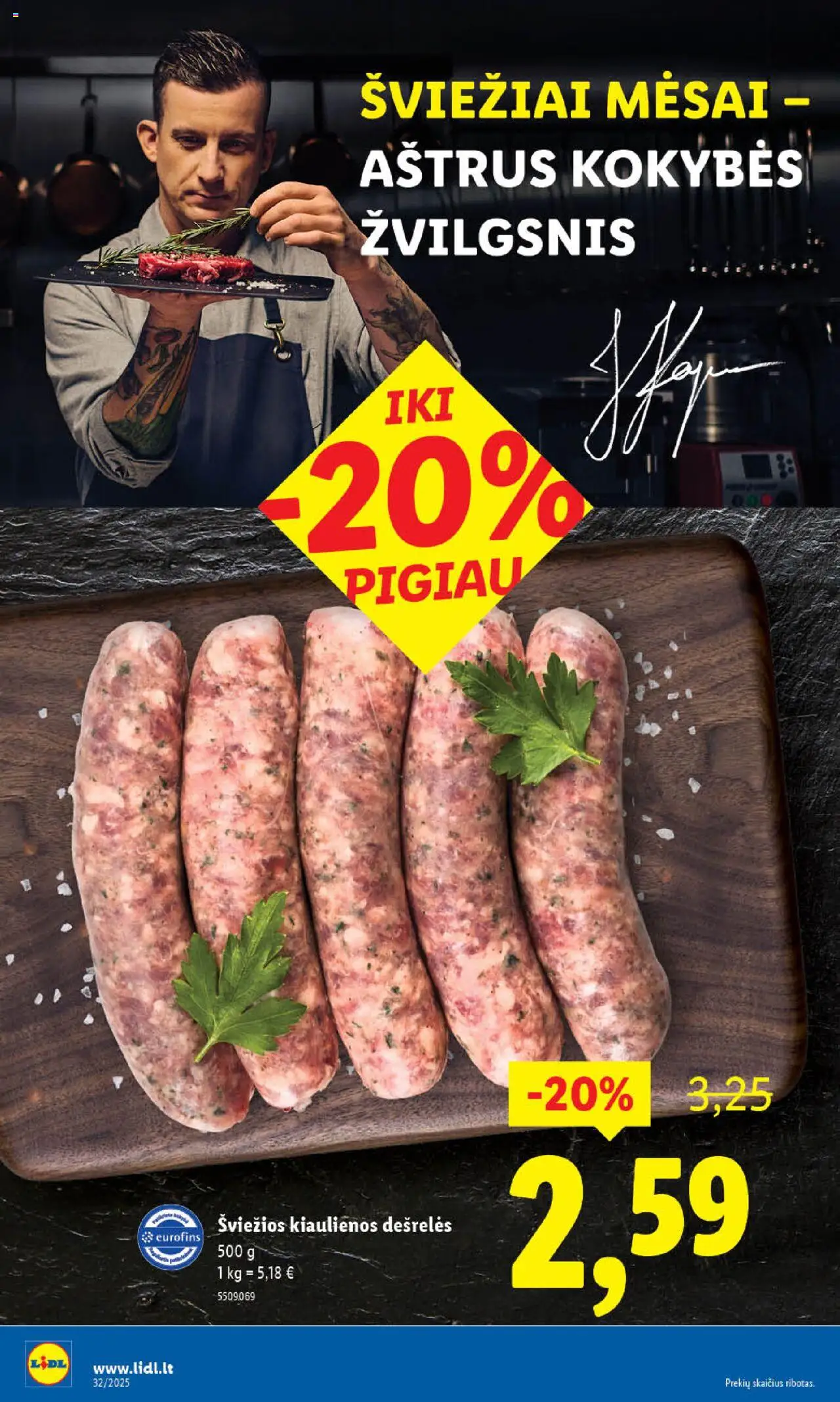 LIDL leidinys│galioja nuo 07.08.2025 | Puslapis: 18 | Prekių: Kiaulienos, Dešrelės