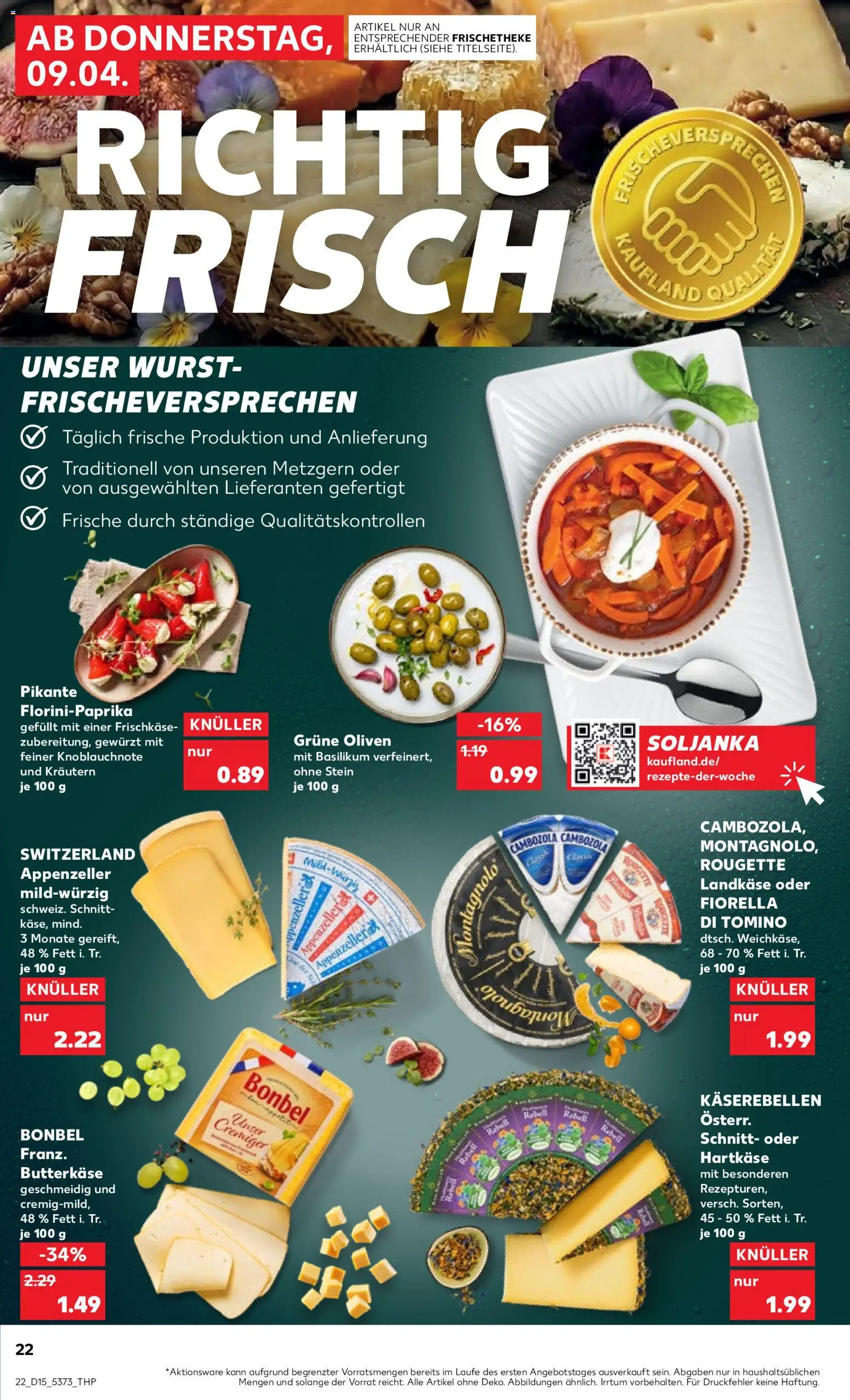 Kaufland Prospekt Kiel	 – gültig ab 09.04.2026 | Seite: 22 | Produkte: Wurst, Frischkase