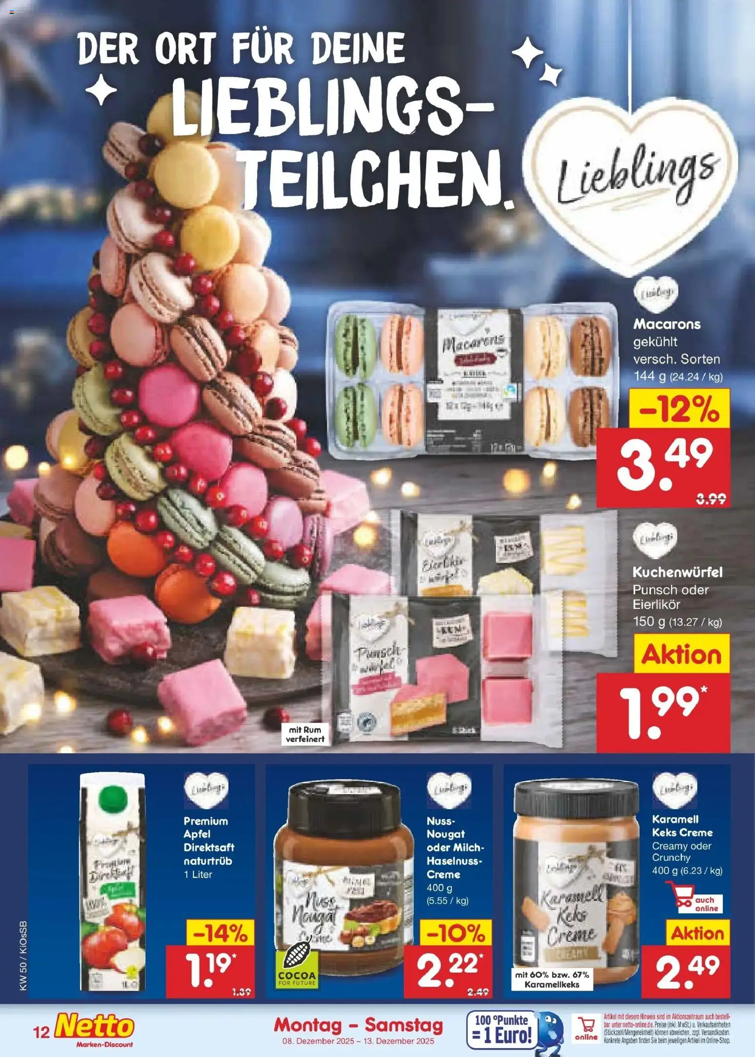 Netto Marken-Discount - Netto: Wochenangebote – gültig ab 08.12.2025 | Seite: 12 | Produkte: Milch, Rum, Äpfel, Creme