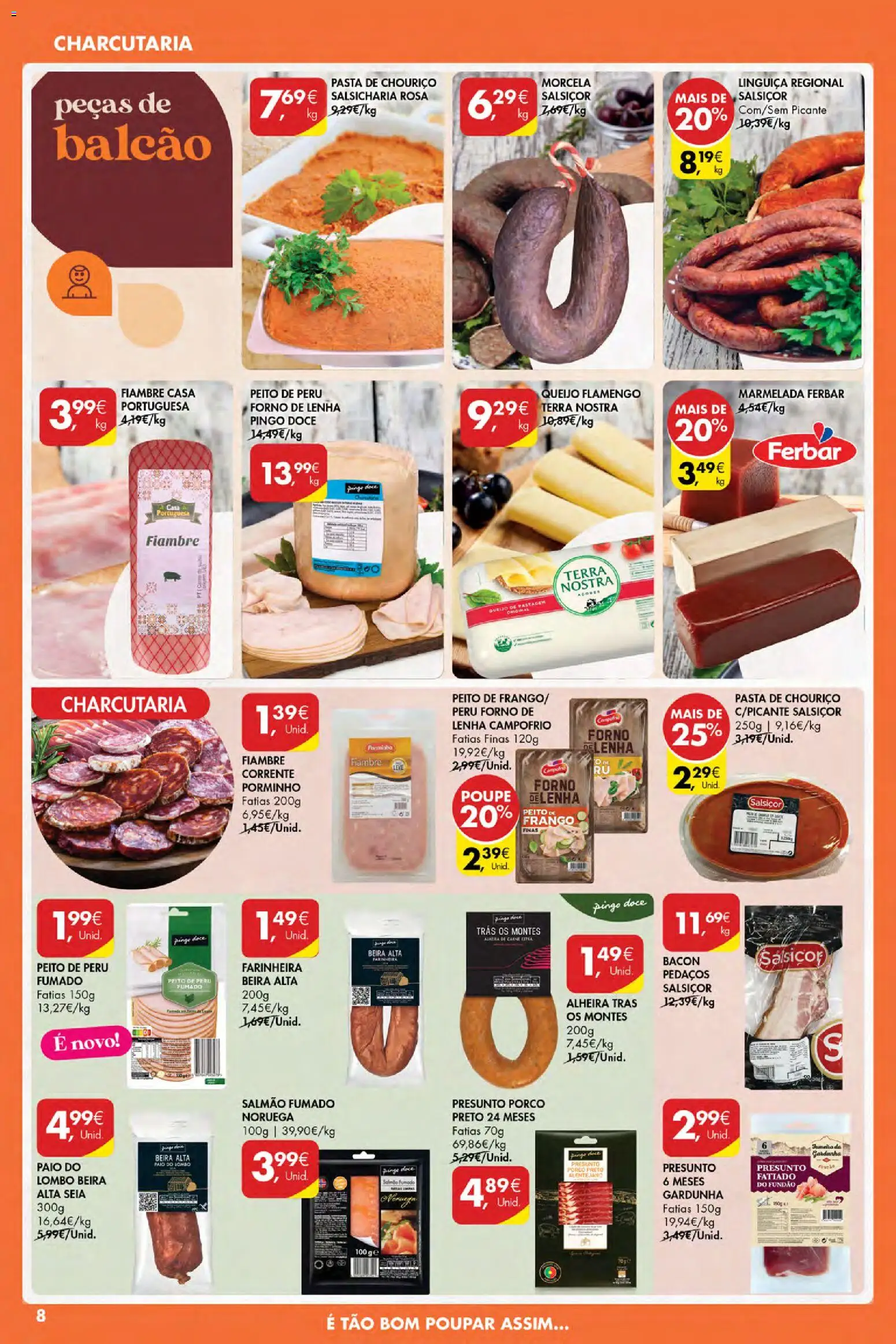 Pingo Doce Poupe Esta Semana Açores │ válido de 13.11.2025 | Página: 8 | Produtos: Peru, Linguiça, Presunto, Carne