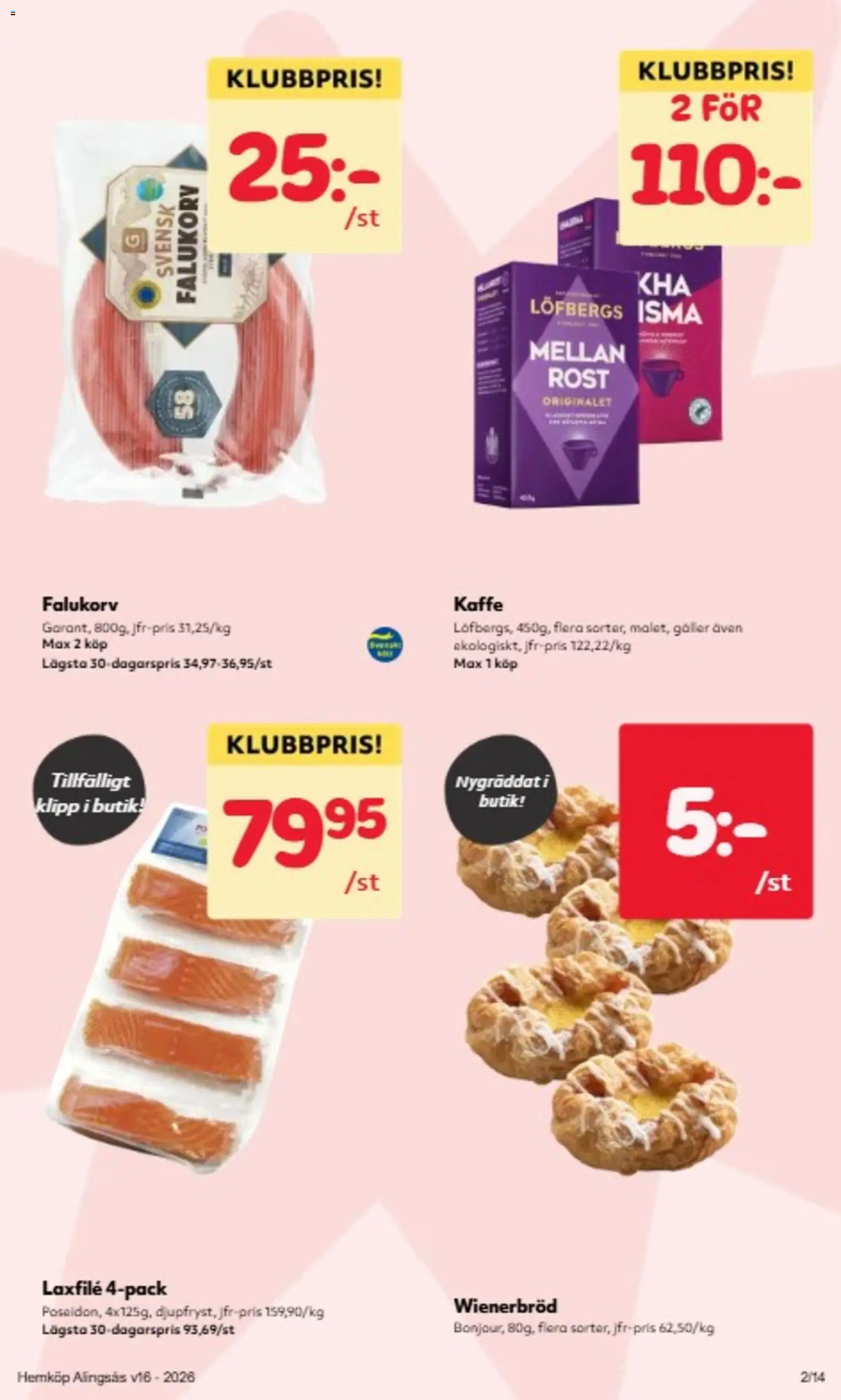 Hemköp reklamblad aktuell från 13.04.2026 | Sida: 3 | Produkter: Galler, Falukorv, Kaffe