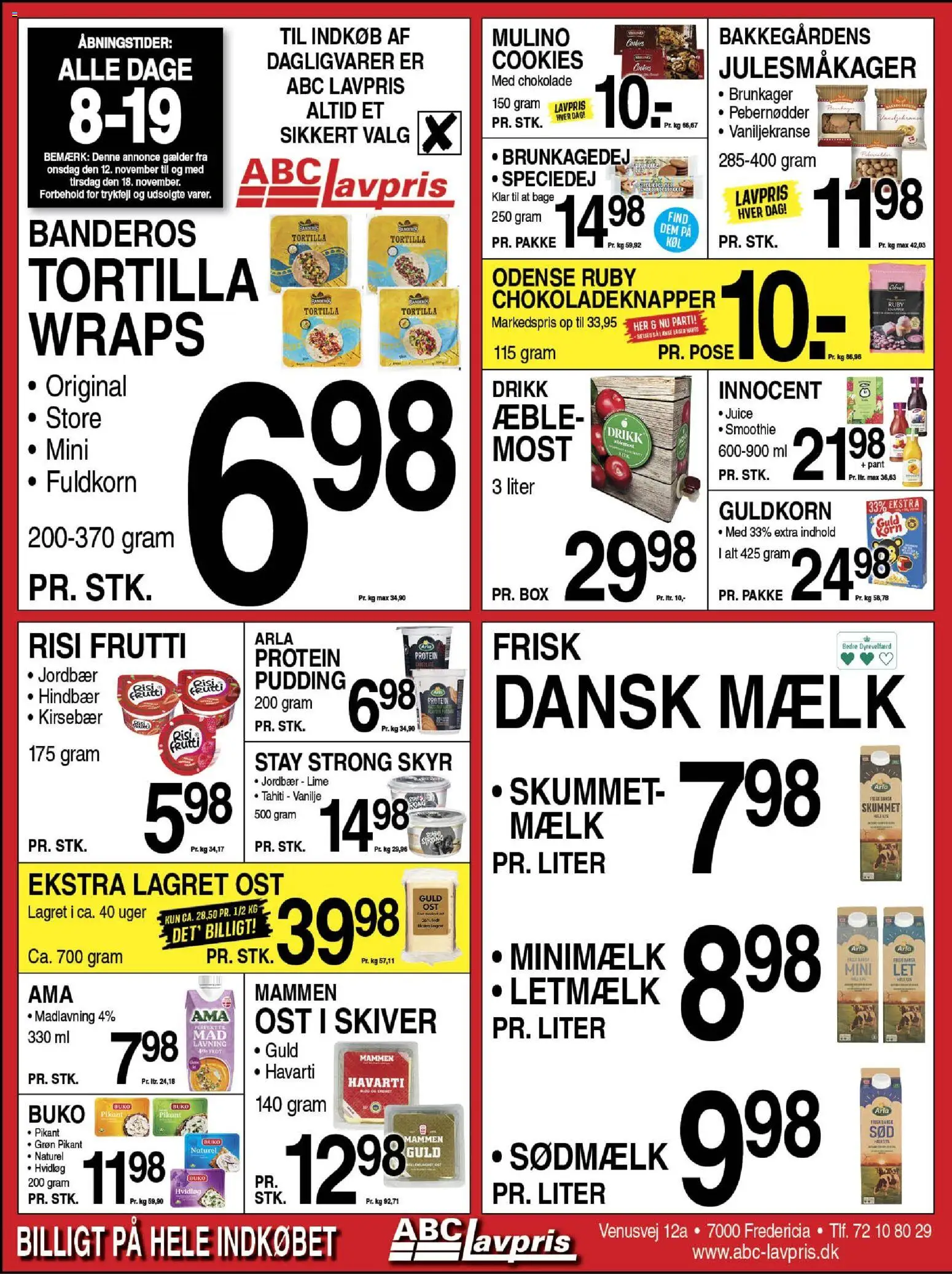 Abc Lavpris tilbudsavis – gyldig fra 12.11.2025 | Side: 1 | Produkter: Brunkager, Hvidløg, Smoothie, Vanilje
