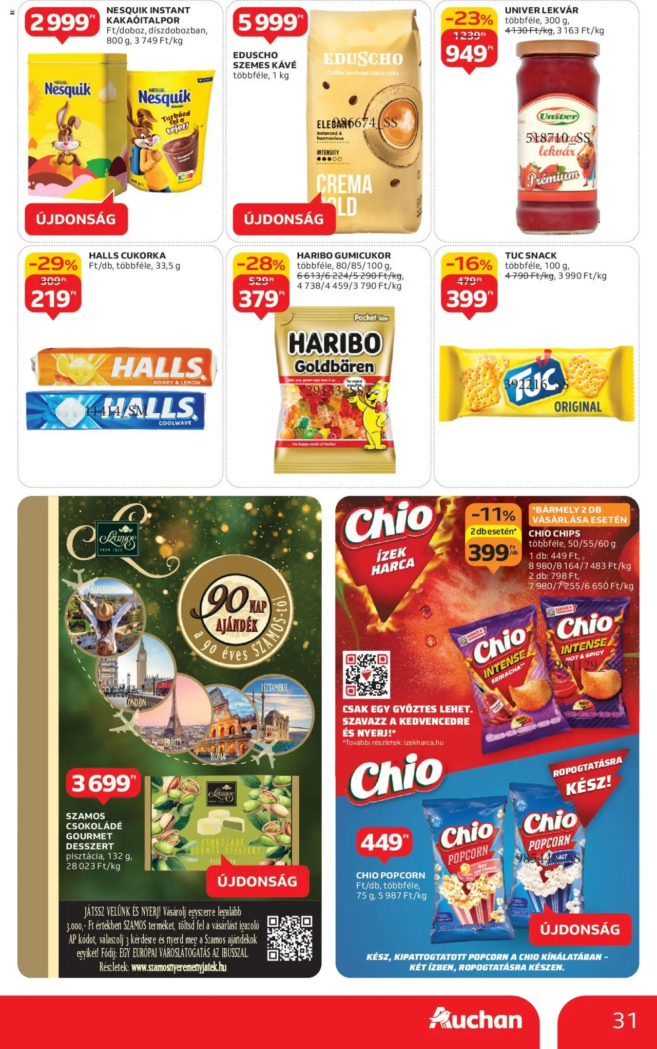 Auchan akciós ujság - amely érvényes a következő dátumtól: 09.10.2025 | Oldal: 31 | Termékek: Chips, Gumicukor, Lekvár, Cukorka
