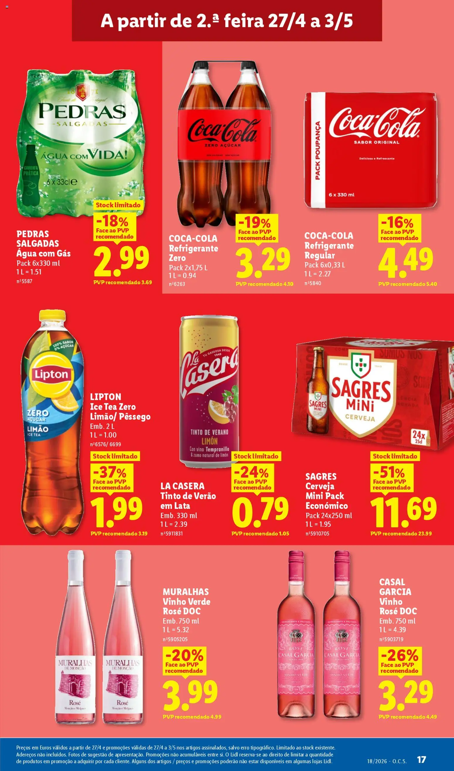 Lidl folheto │ válido de 27.04.2026 | Página: 17 | Produtos: Agua, Açúcar, Coca-cola, Água com gás