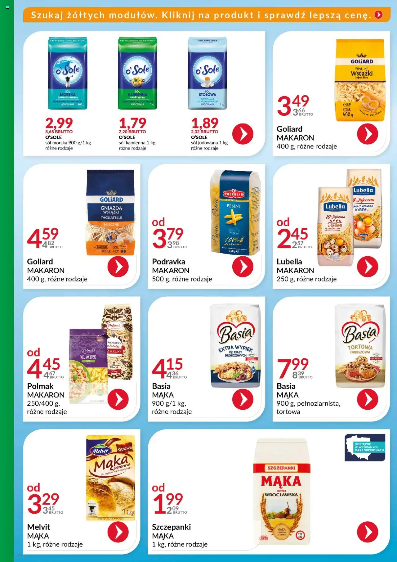 Eurocash Gazetka - Katalog Artykułów Spożywczych od 21.09.2025 | Strona: 22 | Produkty: Sól morska, Tagliatelle, Makaron, Sól