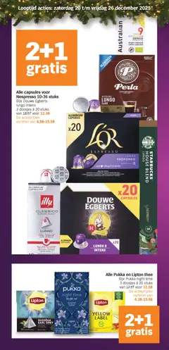 Alle capsules voor Nespresso 10-36 stuks, Bijv. Douwe Egberts lungo intens 3 doosjes à 20 stuks - Voorbeeld van een folder van Albert Heijn, geldig van 20.12.2025 | Pagina: 41 | Producten: Thee