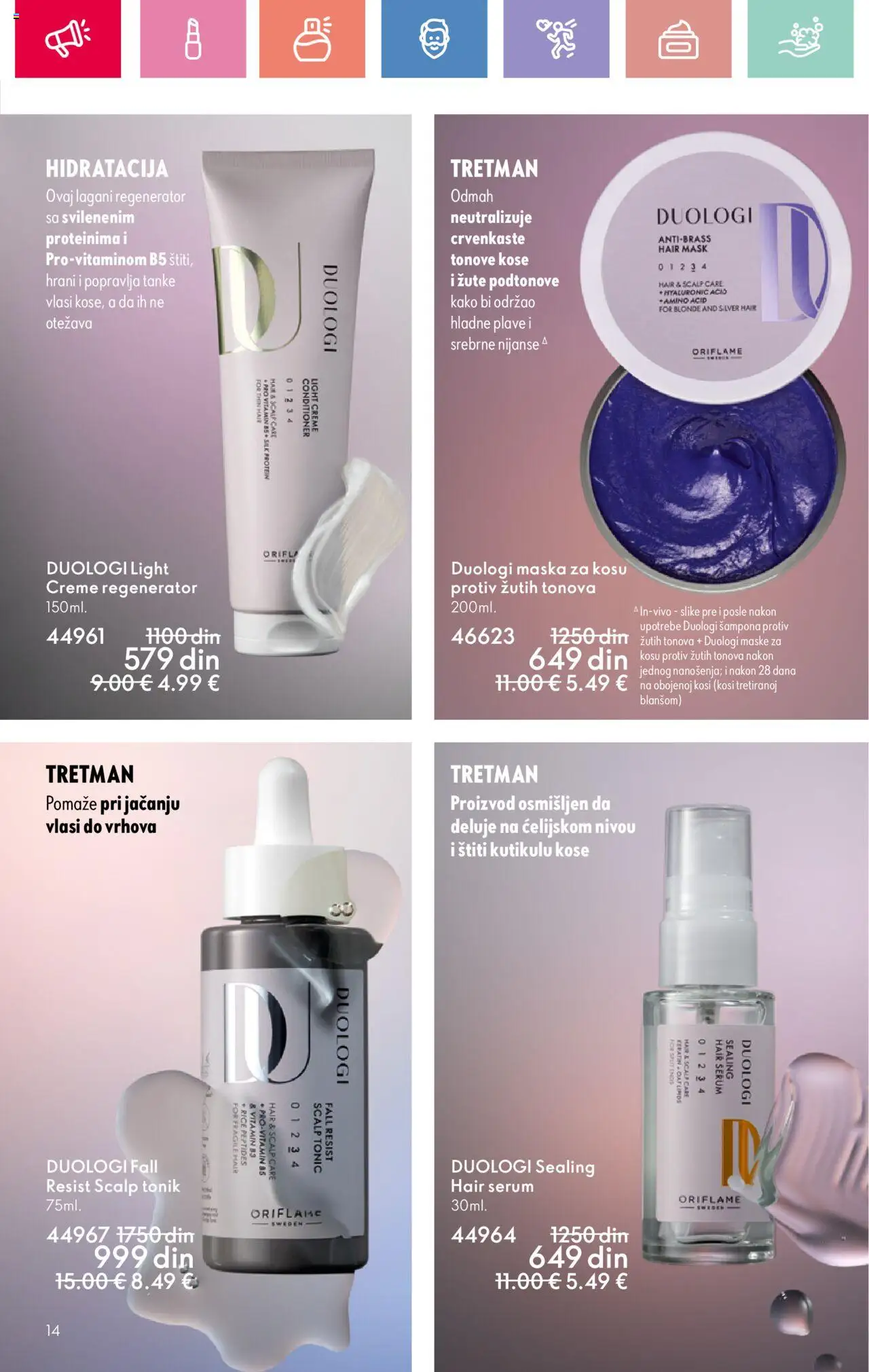 Oriflame katalog - važi od 03.08.2025 | Strana: 14 | Proizvode: Protein, Maska za kosu, Maska, Tonik