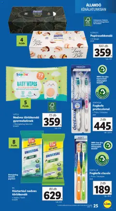 Lidl akciós ujság - amely érvényes a következő dátumtól: 03.07.2025 | Oldal: 25 | Termékek: Törlőkendő, Papírzsebkendő, Aloe vera, Fogkefe