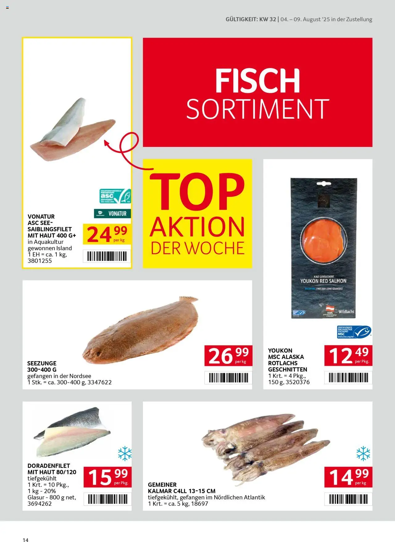 Transgourmet Zustellaktion gültig ab 03.08.2025 | Seite: 14 | Produkte: Fisch