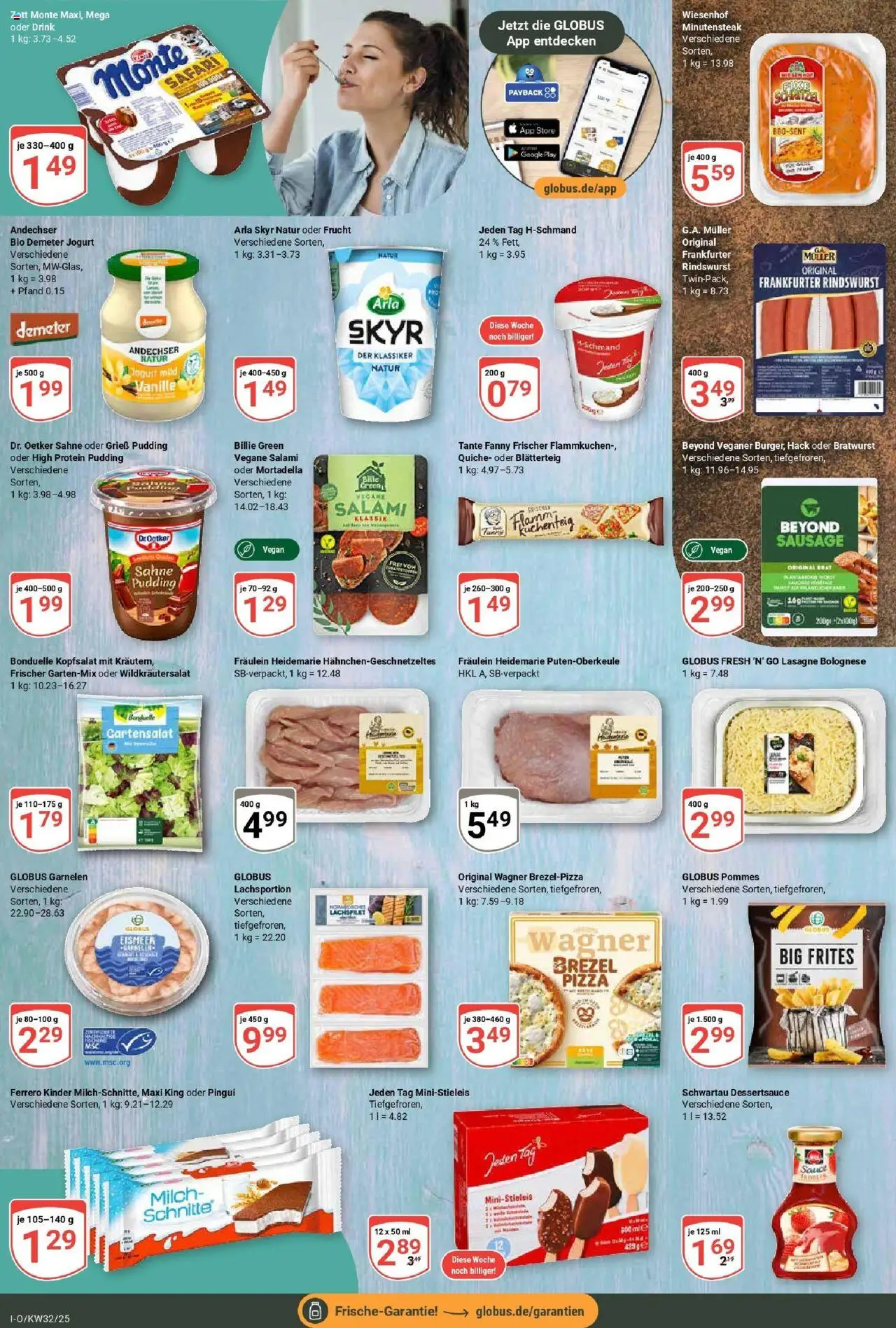Globus prospekt Idar-Oberstein	 - gültig ab dem 03.08.2025 | Seite: 12 | Produkte: Pommes, Garnelen, Skyr, Salami