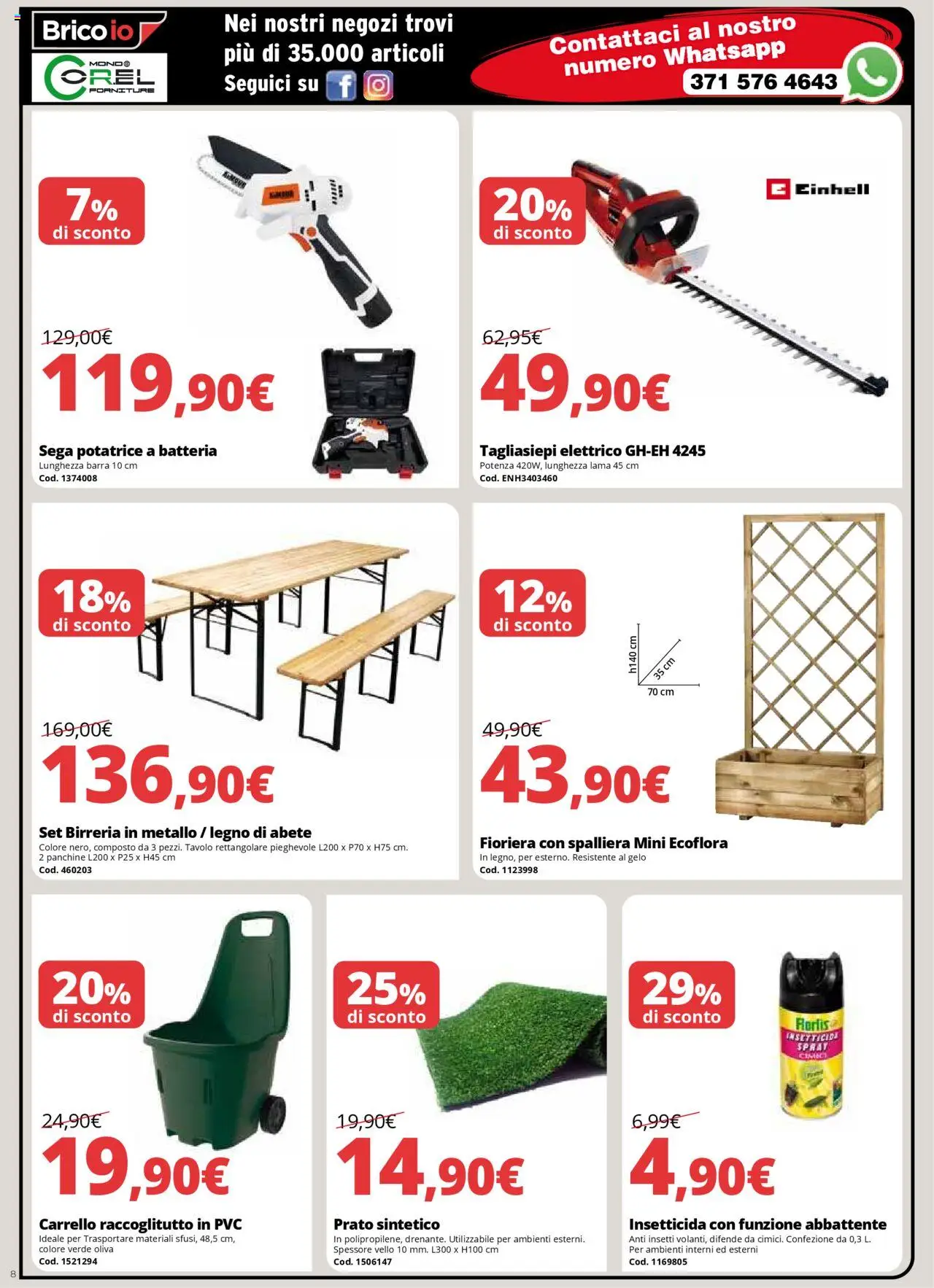 Volantino Brico io del 09.09.2025 | Pagina: 8 | Prodotti: Carrello, Fioriera, Insetticida, Batteria