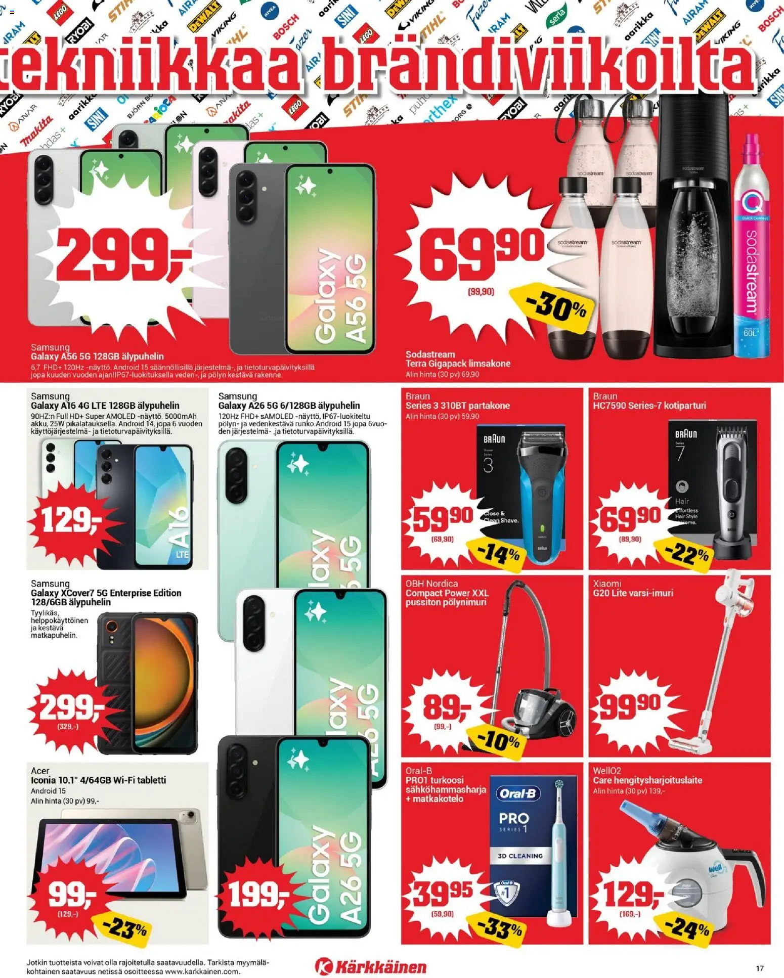 Kärkkäinen tarjoukset - Avajaiset Oulu – voimassa 04.03.2026 alkaen | Sivu: 17 | Tuotteet: Sähköhammasharja, Sodastream, Kotiparturi, Tabletti