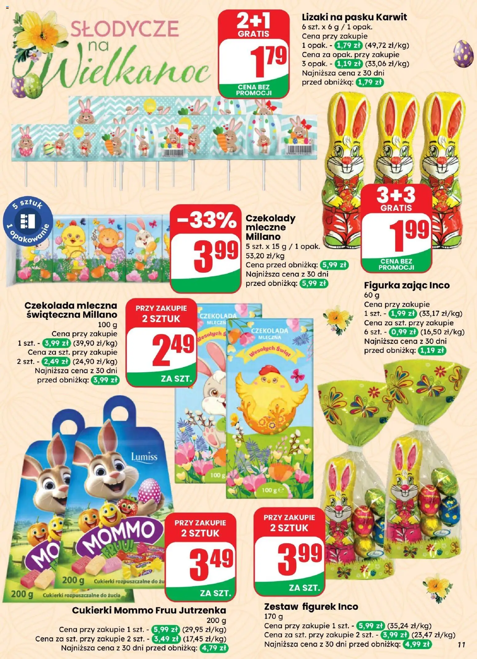 Dino gazetka od 25.03.2026 | Strona: 11 | Produkty: Czekolady, Lizaki, Czekolada, Cukierki