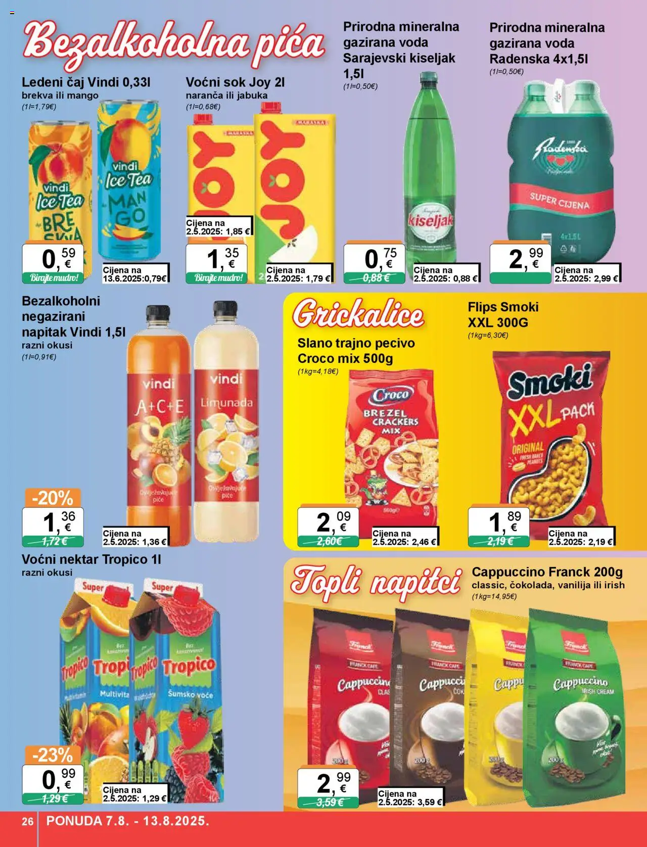 KTC katalog | vrijedi od 07.08.2025 | Stranica: 26 | Proizvodi: Pica, Ledeni čaj, Voda, Mango