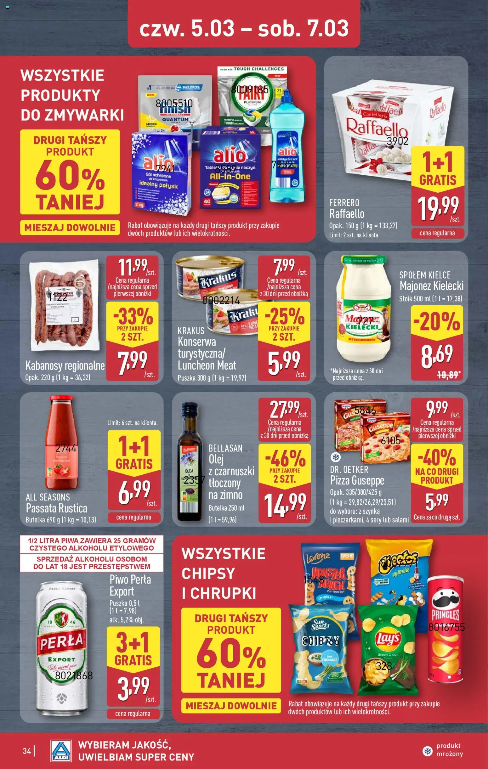 Aldi Polsko leták od 02.03.2026 | Strana: 34 | Produkty: Monster, Pizza, Passata, Lay's
