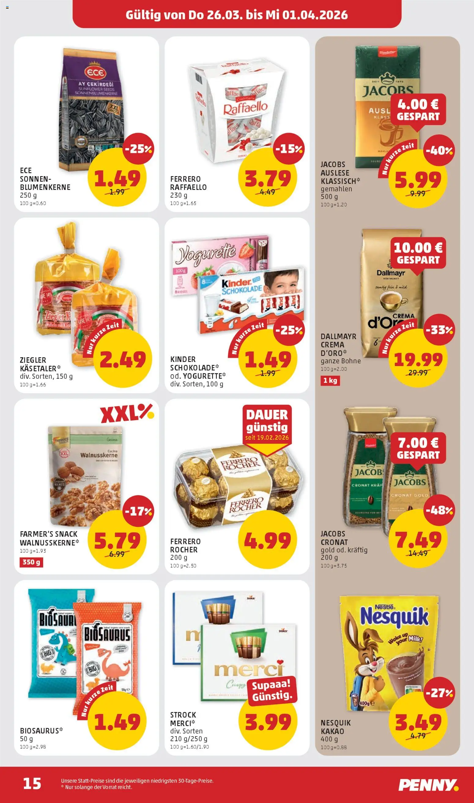 Penny Markt - Flugblatt gültig ab 26.03.2026 | Seite: 15 | Produkte: Schokolade