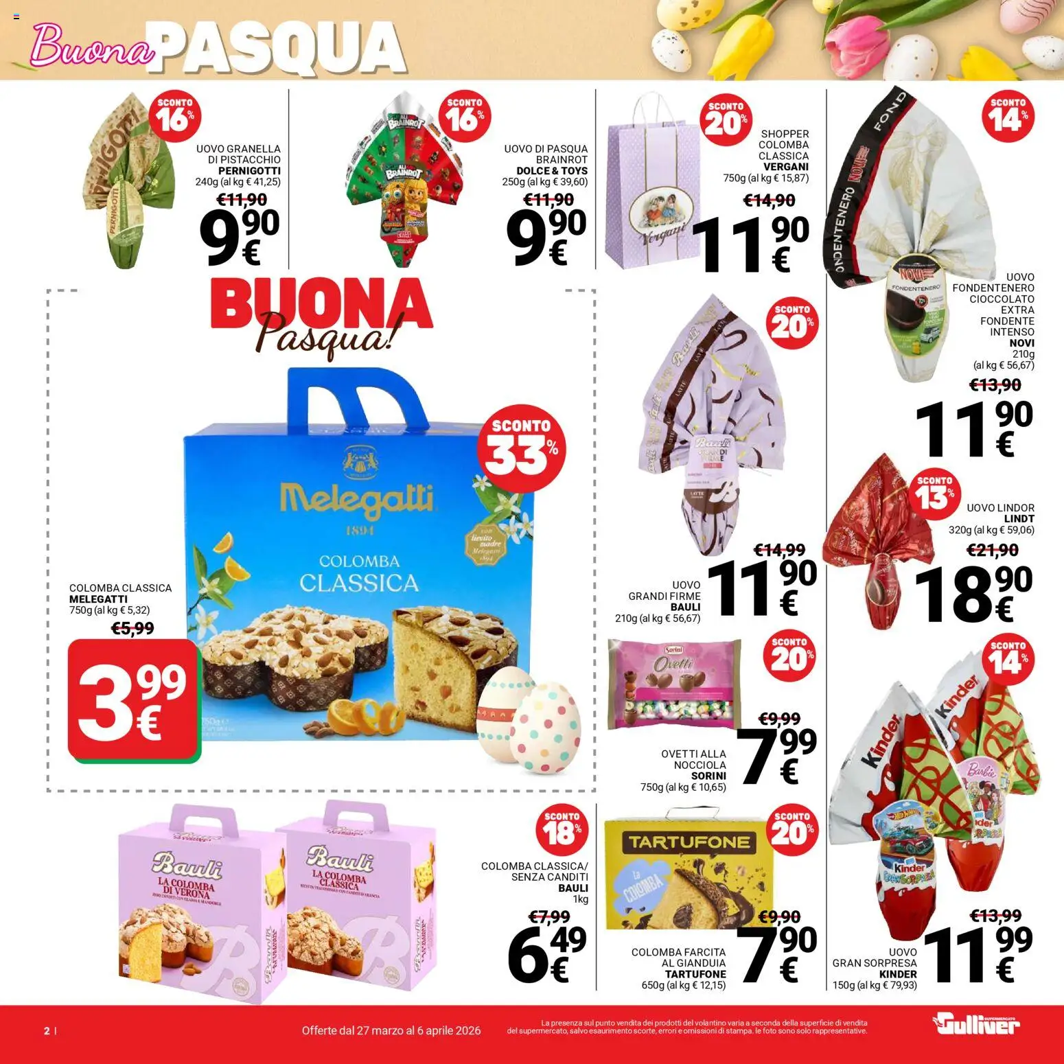 Volantino Gulliver del 27.03.2026 | Pagina: 2 | Prodotti: Cioccolato, Latte, Uovo di pasqua